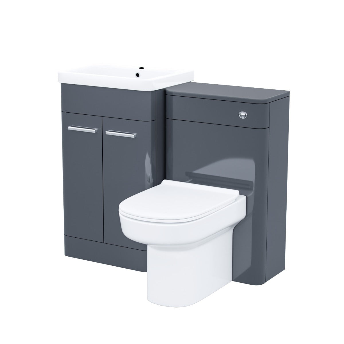 Afern Dark Grey 1000mm Vanity Cabinet with WC Unit And Back To Wall Toilet