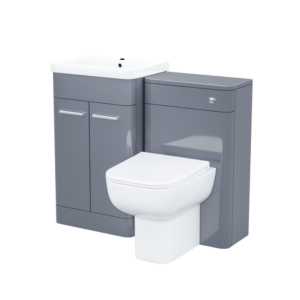 Afern 1000mm Steel Grey Vanity Cabinet and WC Unit with Back To Wall WC Toilet