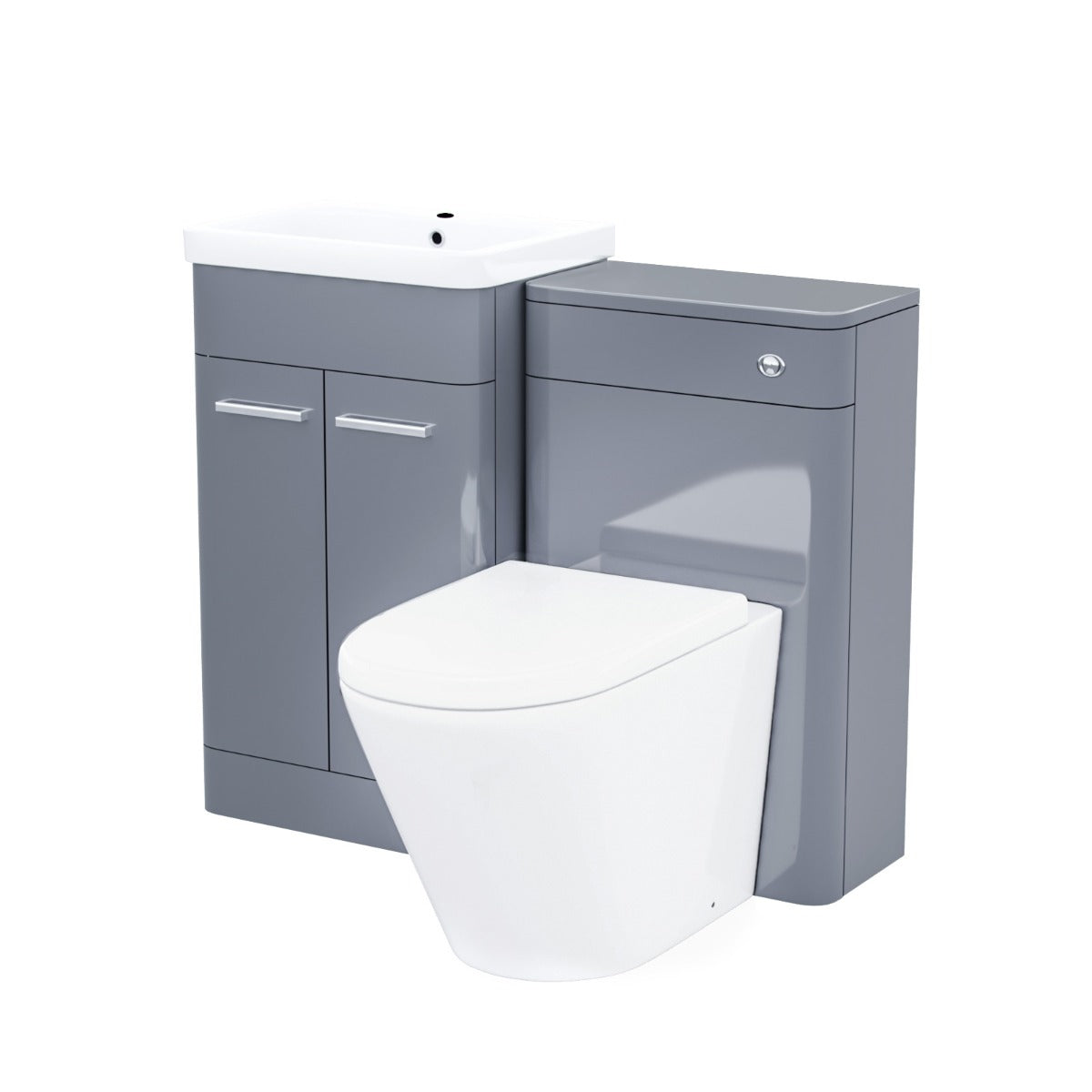 1000mm Steel Grey Vanity Cabinet with WC Unit And Round Rimless BTW Toilet Amie