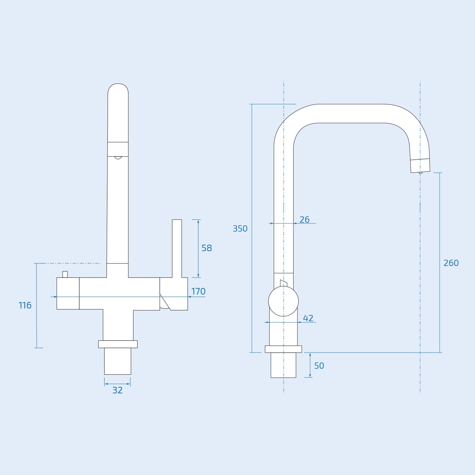 3 in 1 Single Lever Boiler Kitchen Mixer Tap Set - Chrome