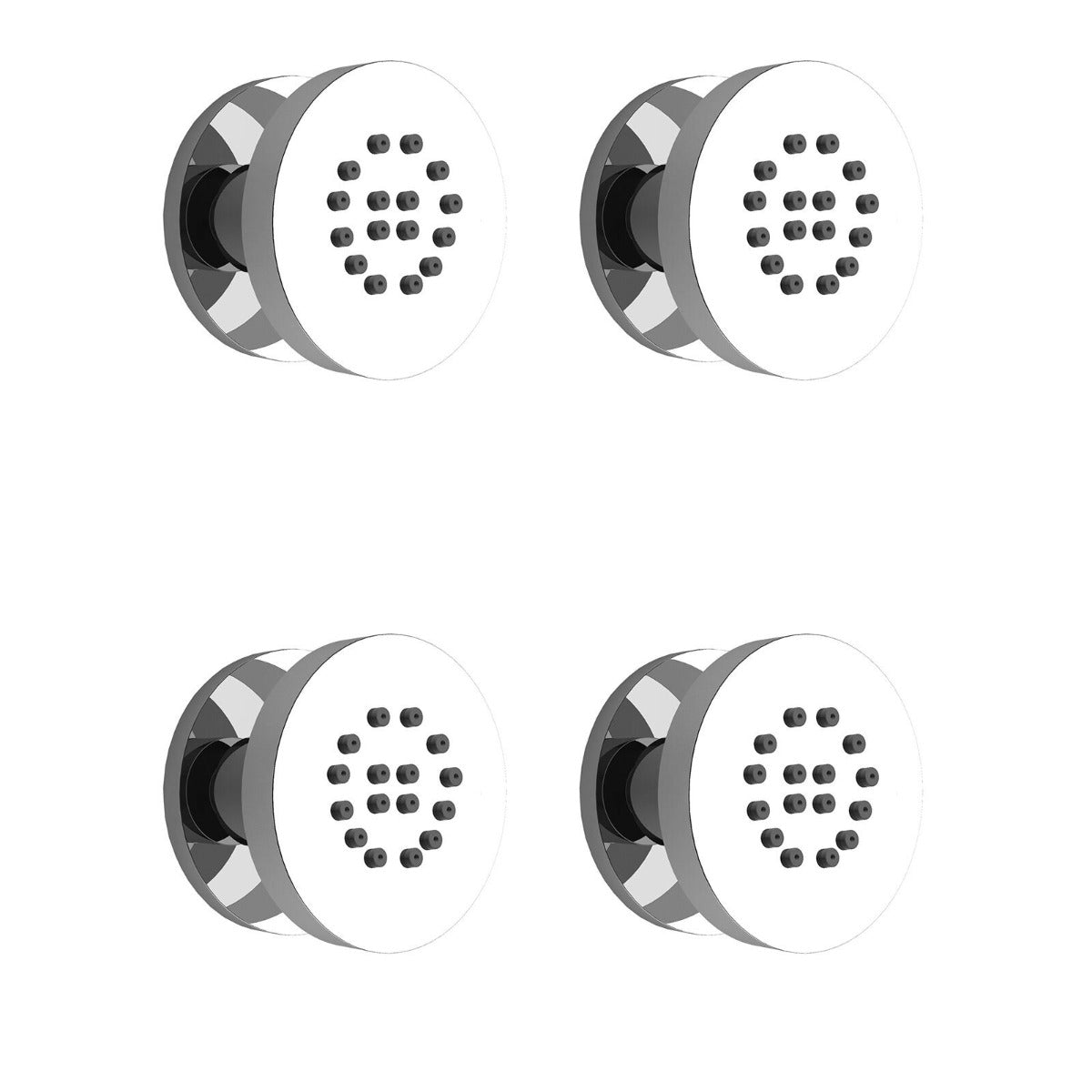 Oupukle Shower Body Spray Jets - 4-Pack, Square Brass Massage Jets, Wall Mount, 1/2" NPT, Adjustable Direction, Anti-Limescale Silicone Nozzles (Brushed Gold)