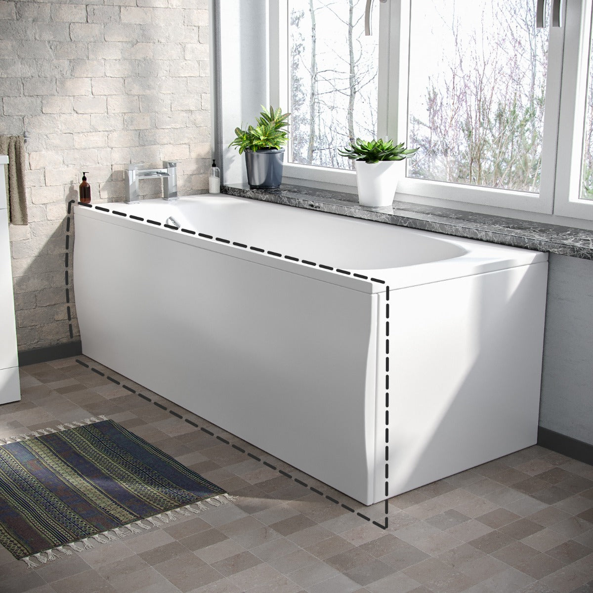 White Pedestal Basin Toilet 1700 Bath Tap and Front Panel Set