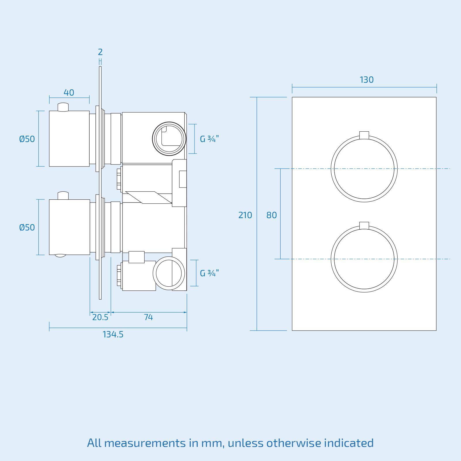 Violet Round Concealed Thermostatic Shower Mixer, Led Shower Head & Handset