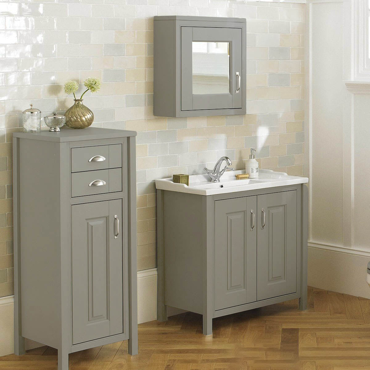 Chiltern Traditional 500mm Mirror Cabinet Stone Grey