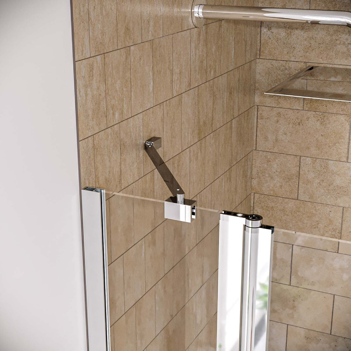 Athens 1000mm Square Glass Bath Screen Swing Door & Towel Bar Chrome