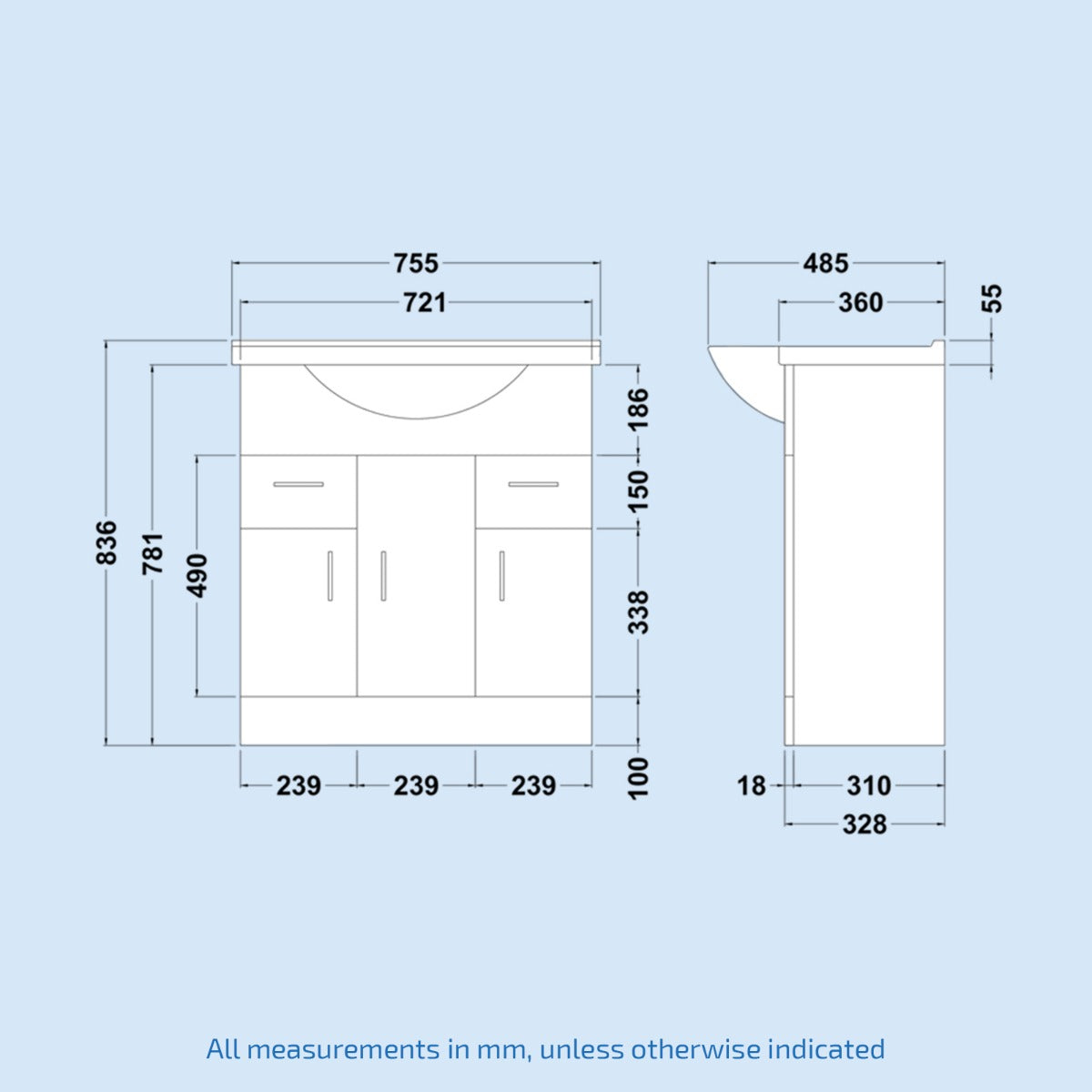 White 750mm Freestanding Basin Vanity WC Unit Bath Panel & BTW Toilet