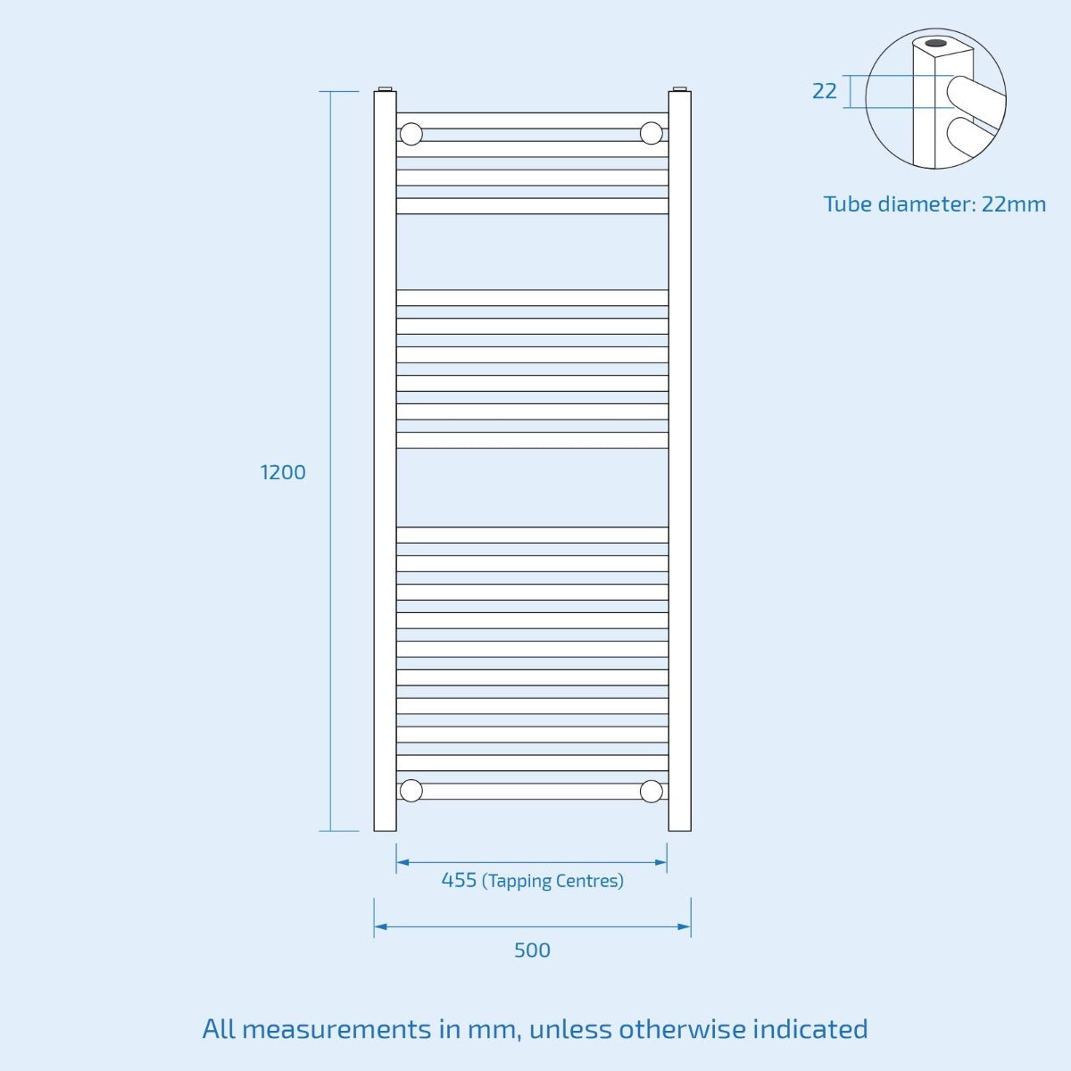 Kartel 1200 x 500mm Curved Towel Rail White