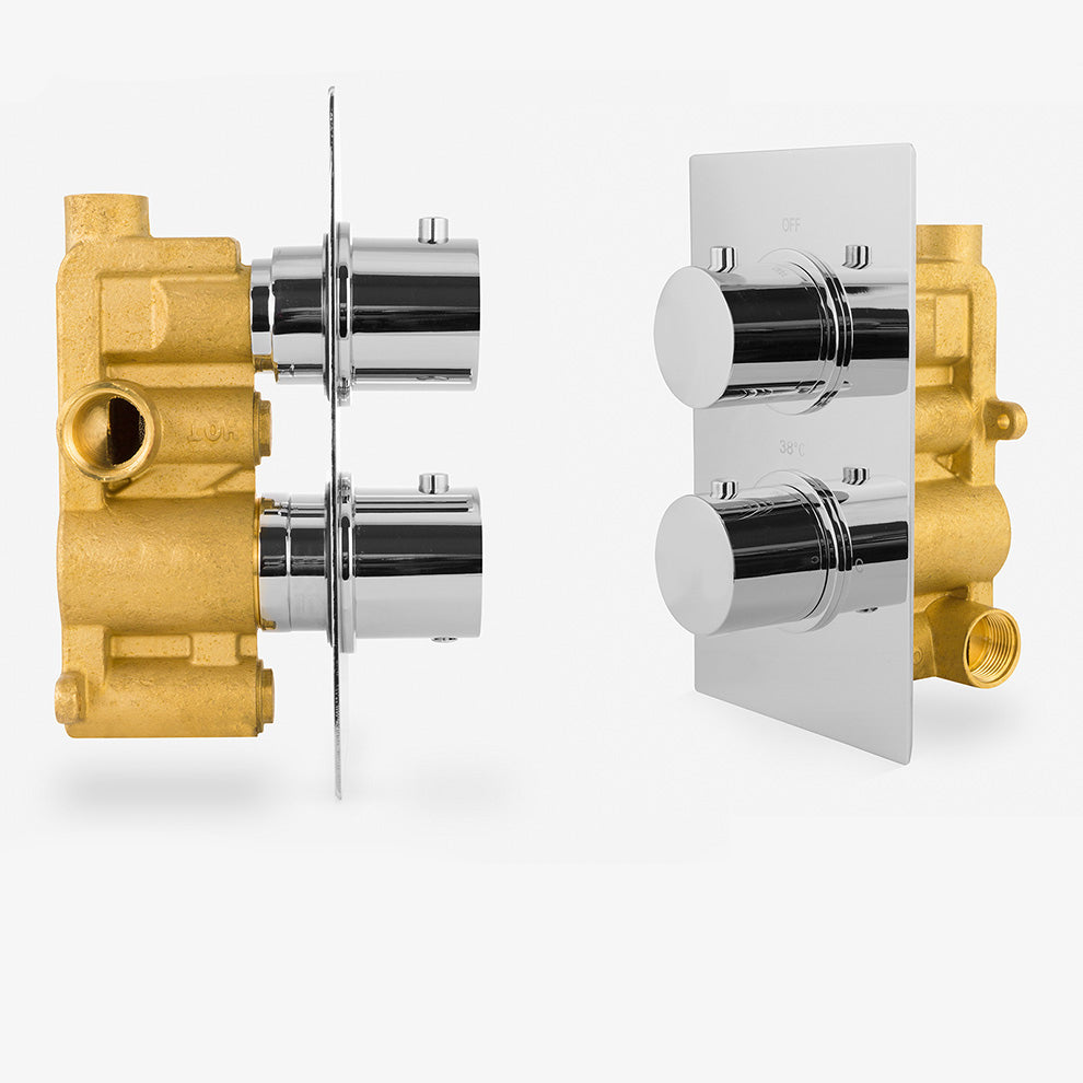 Lily Slim 2 Dial 1 Way Concealed Thermostatic Shower Mixer and Overhead