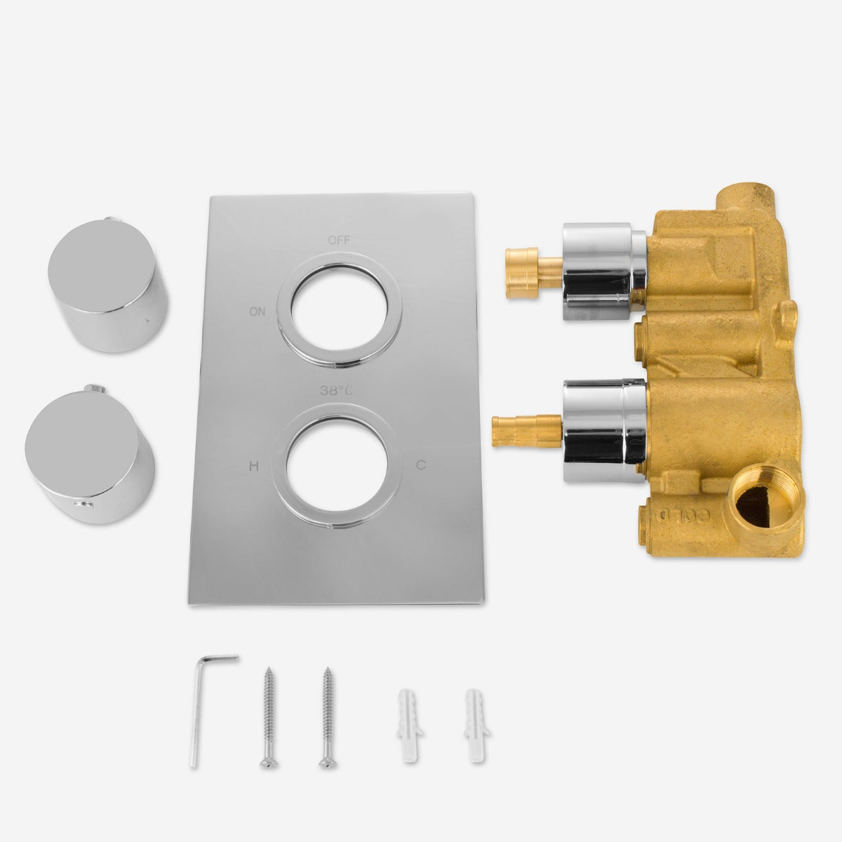 Lily Slim 2 Dial 1 Way Concealed Thermostatic Shower Mixer and Overhead