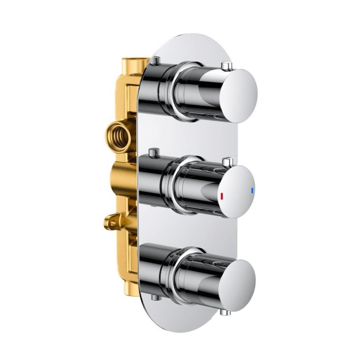 Vulco Round 3 Dial 2 Way Round Concealed Thermostatic Valve, Shower Head & Handset Set