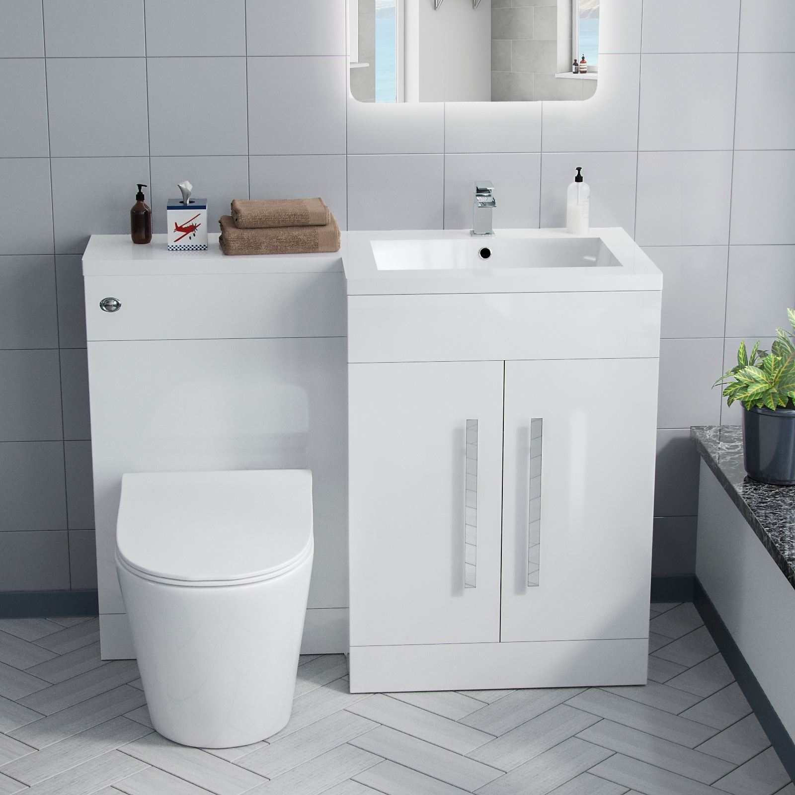 Aric Vanity Sink And WC Back To Wall Rimless Toilet