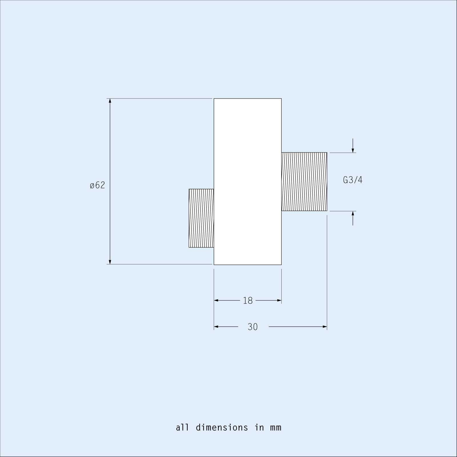 Concealing Round Universal Shower S-Union Fittings