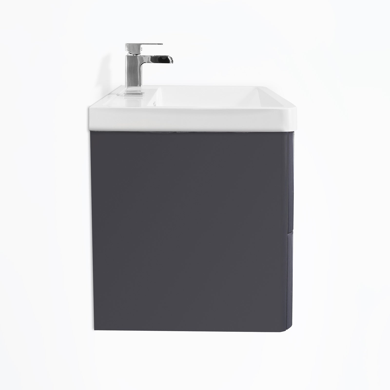 Merton Anthracite Wall Hung Vanity Unit Sink with Tall Storage Cabinet Basin