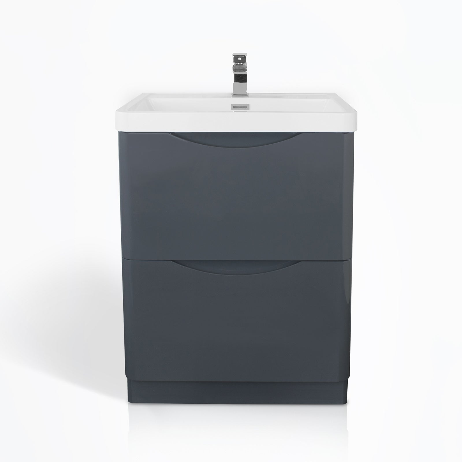 Merton Anthracite 600mm Vanity Unit and Tall Wall Hung Storage Cabinet Resin Basin