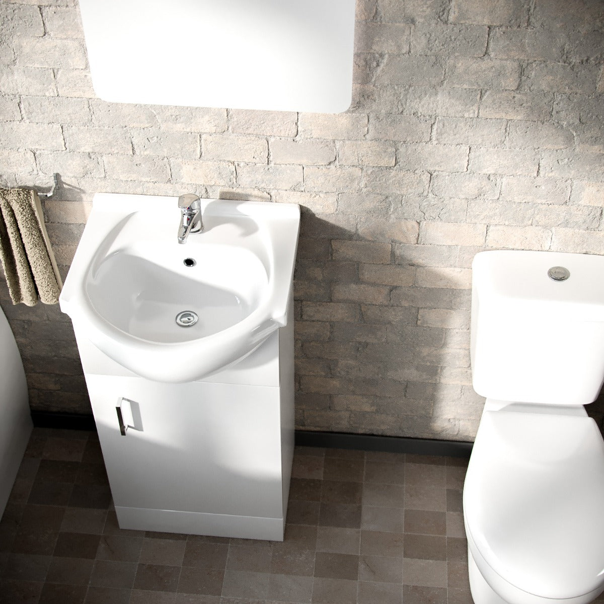 Ellen 450mm Basin Vanity Unit Round Bath Tub & Closed Coupled Toilet