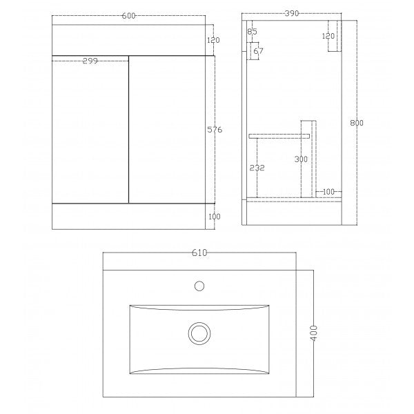 Nanuya Small Freestanding Bathroom Cloakroom Vanity Cabinet Unit With Basin Sink