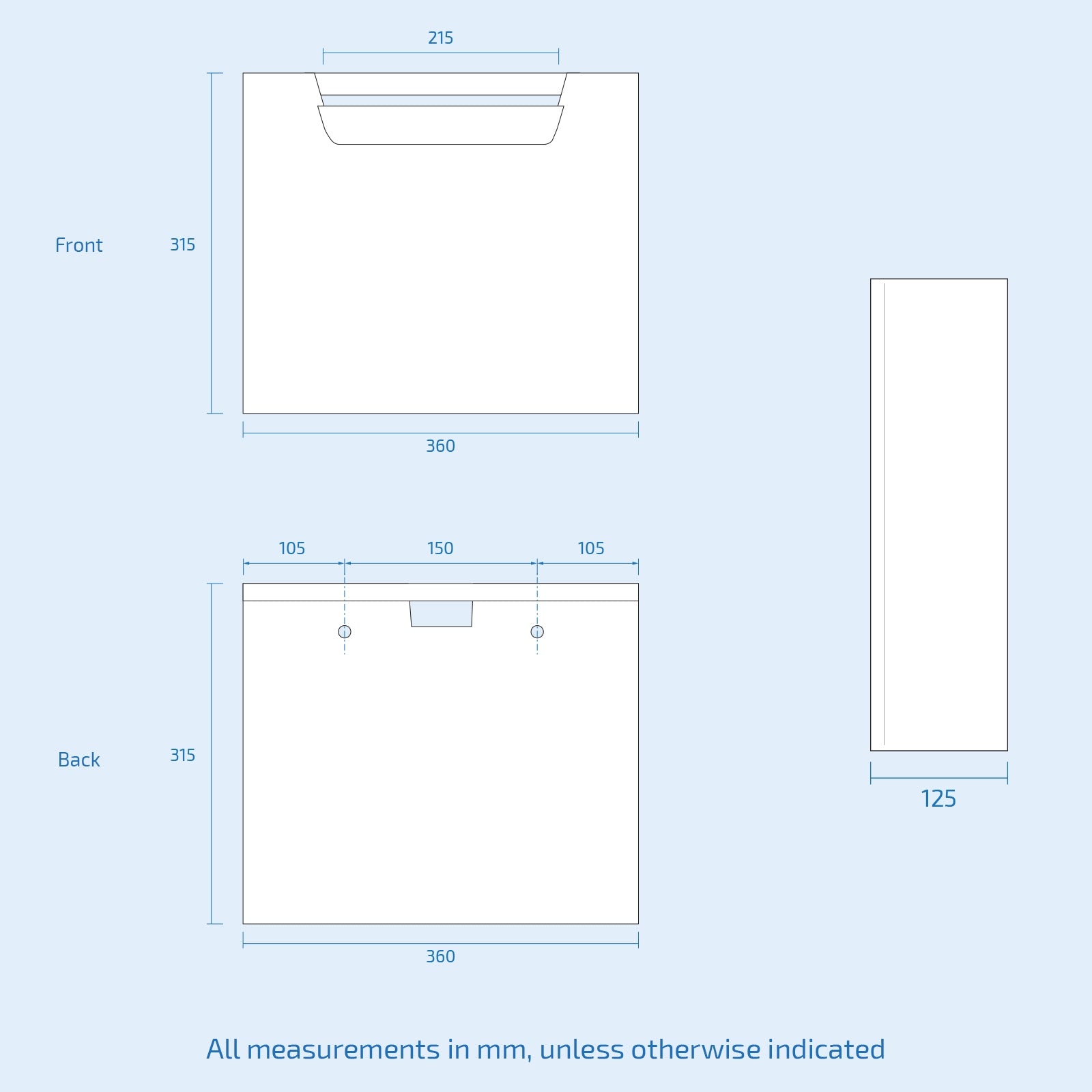 Technical drawing of a product with dimensions labeled in millimeters 