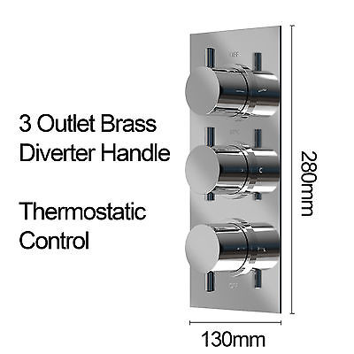 Flora 3 Way Round Concealed Thermostatic Mixer Valve Bath Filler Hand Shower
