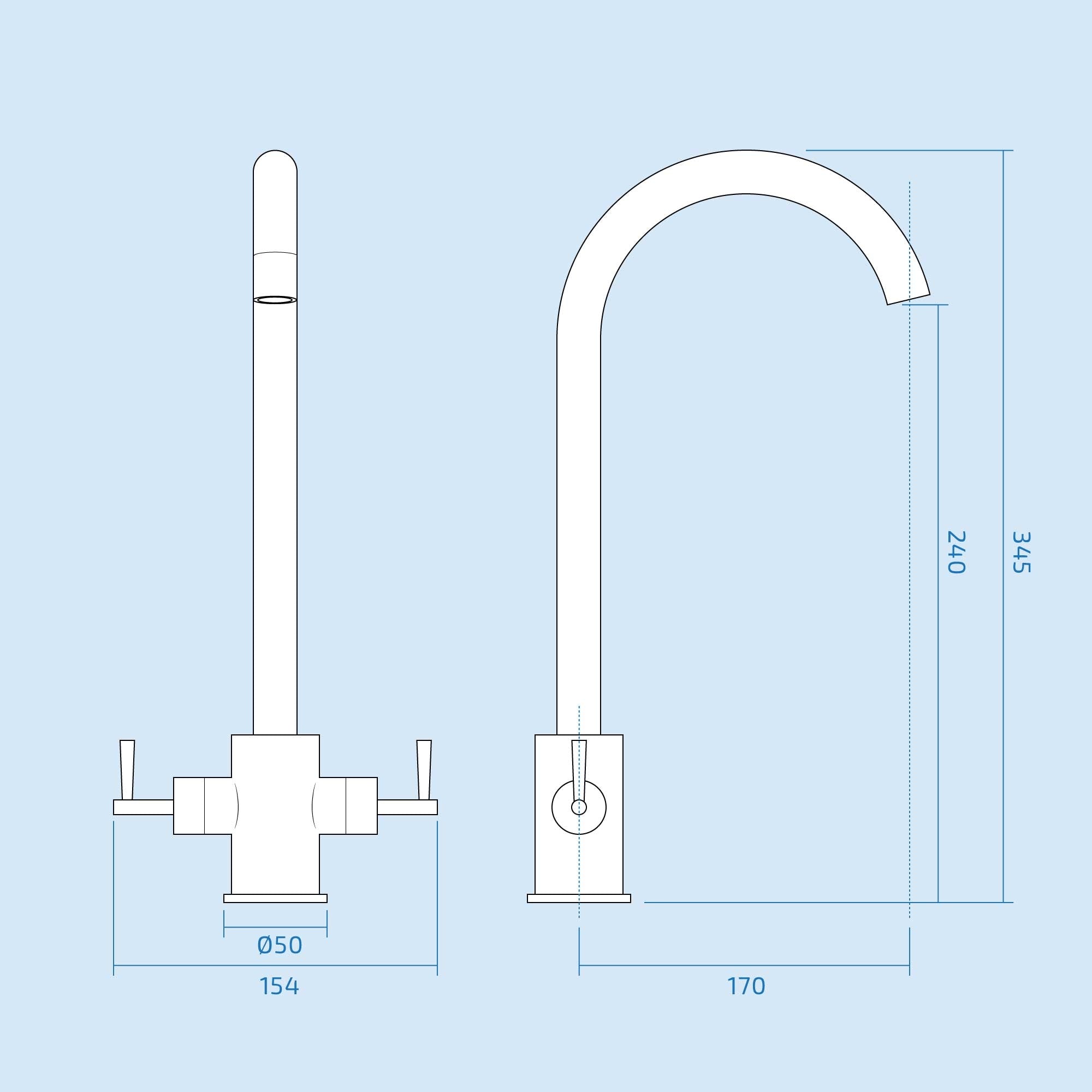 Lila Twin Lever Chrome 360 Swivel Spout Kitchen Sink Tap Brass