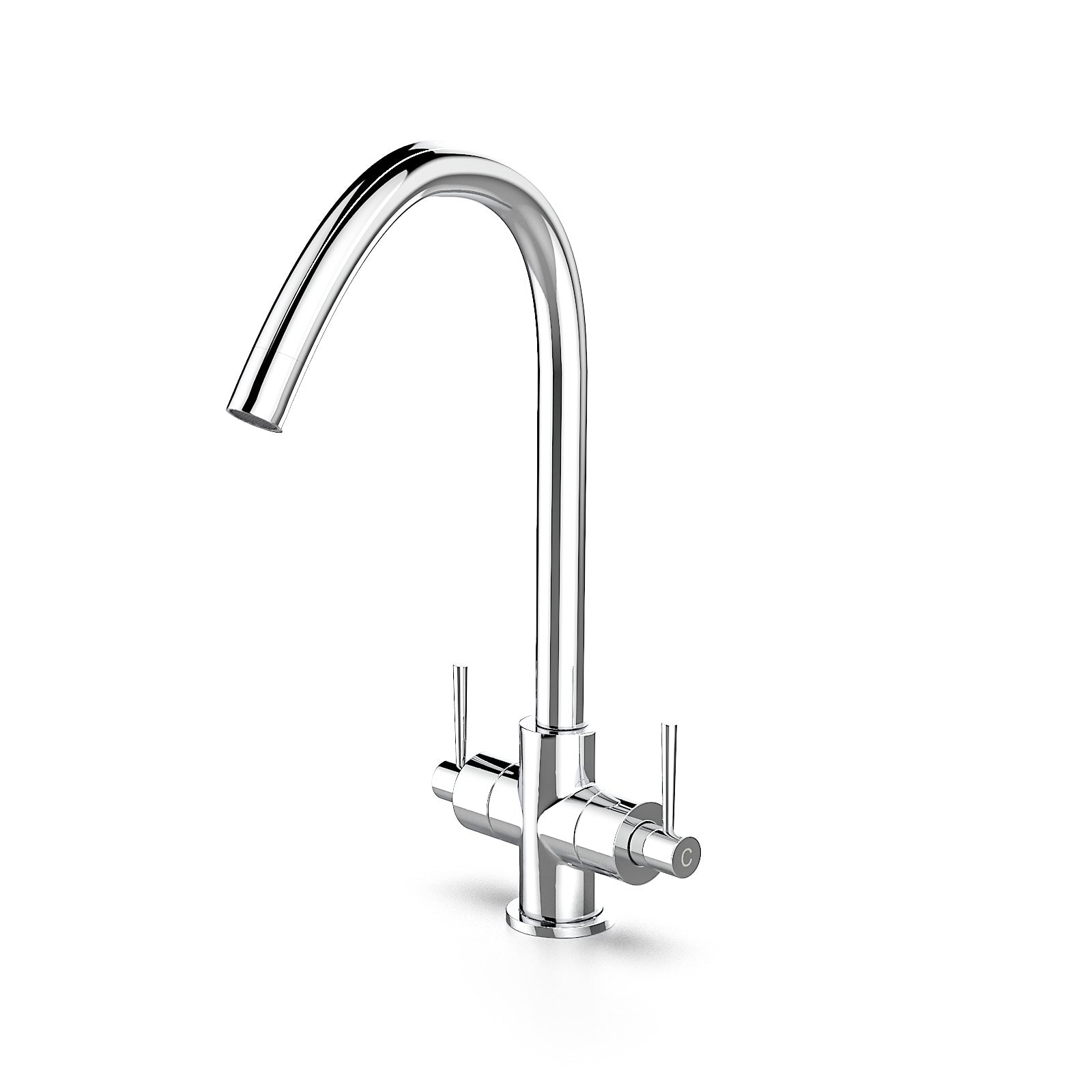 Lila Twin Lever Chrome 360 Swivel Spout Kitchen Sink Tap Brass