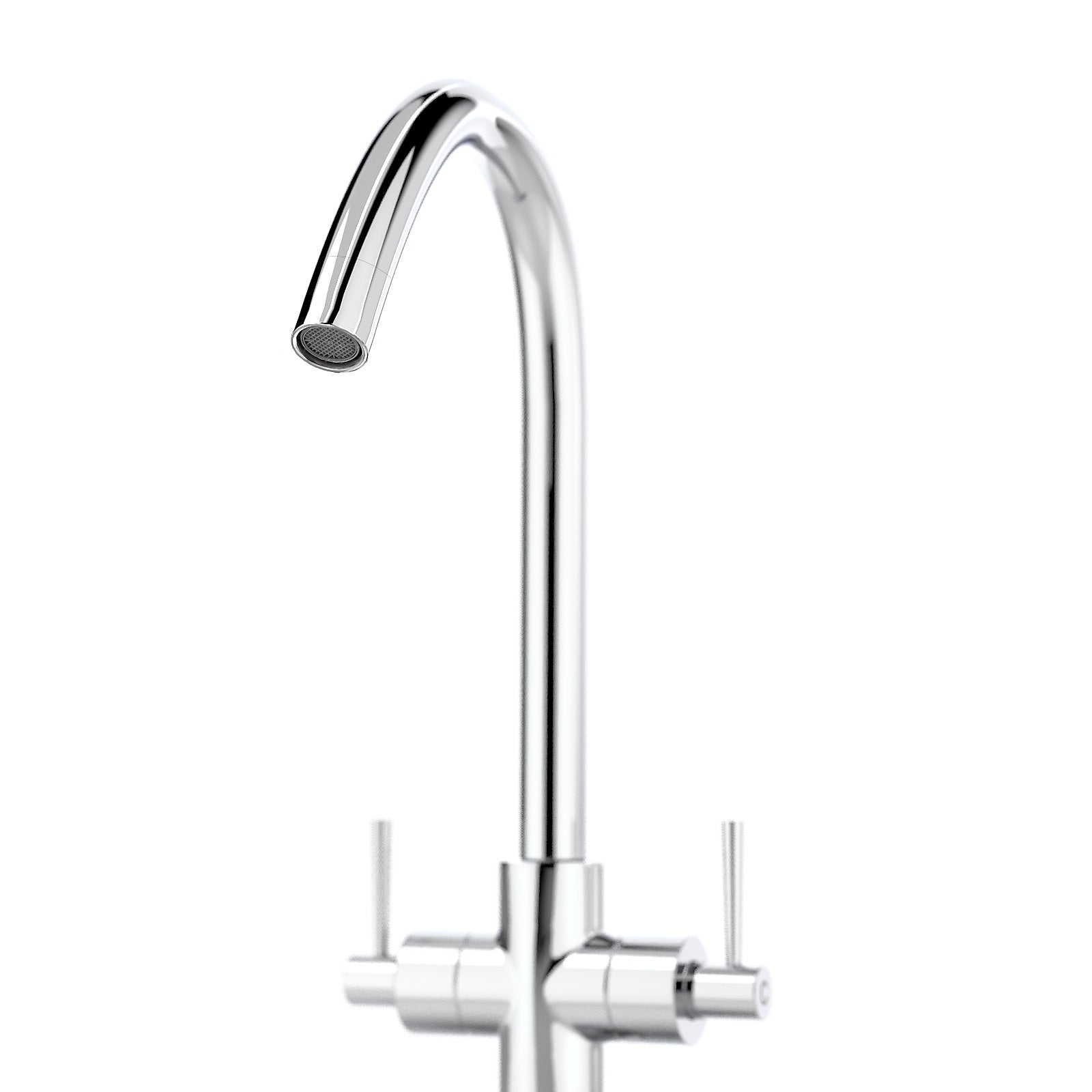 Lila Twin Lever Chrome 360 Swivel Spout Kitchen Sink Tap Brass