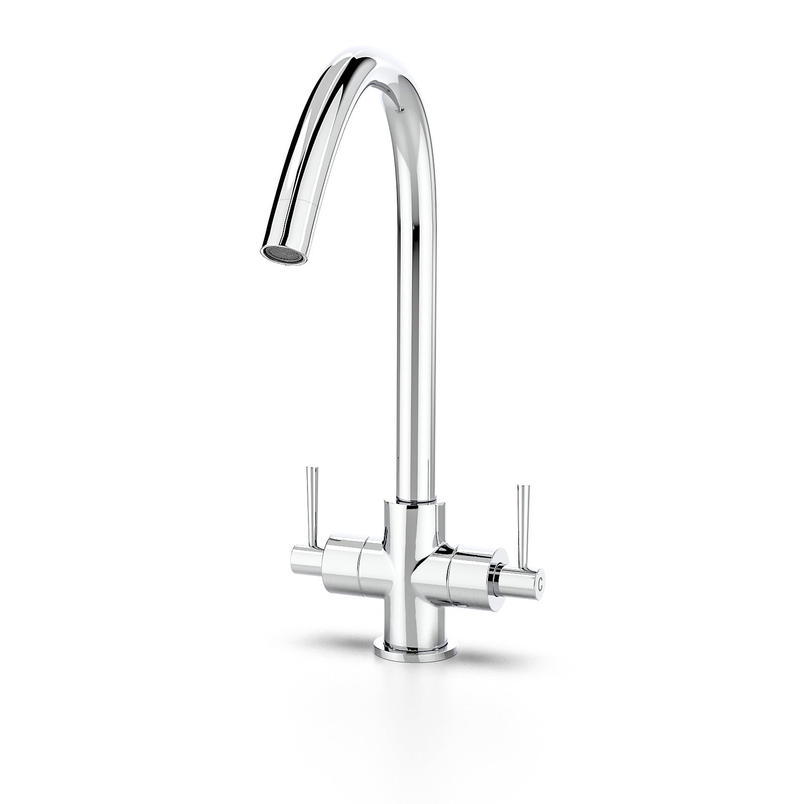 Lila Twin Lever Chrome 360 Swivel Spout Kitchen Sink Tap Brass