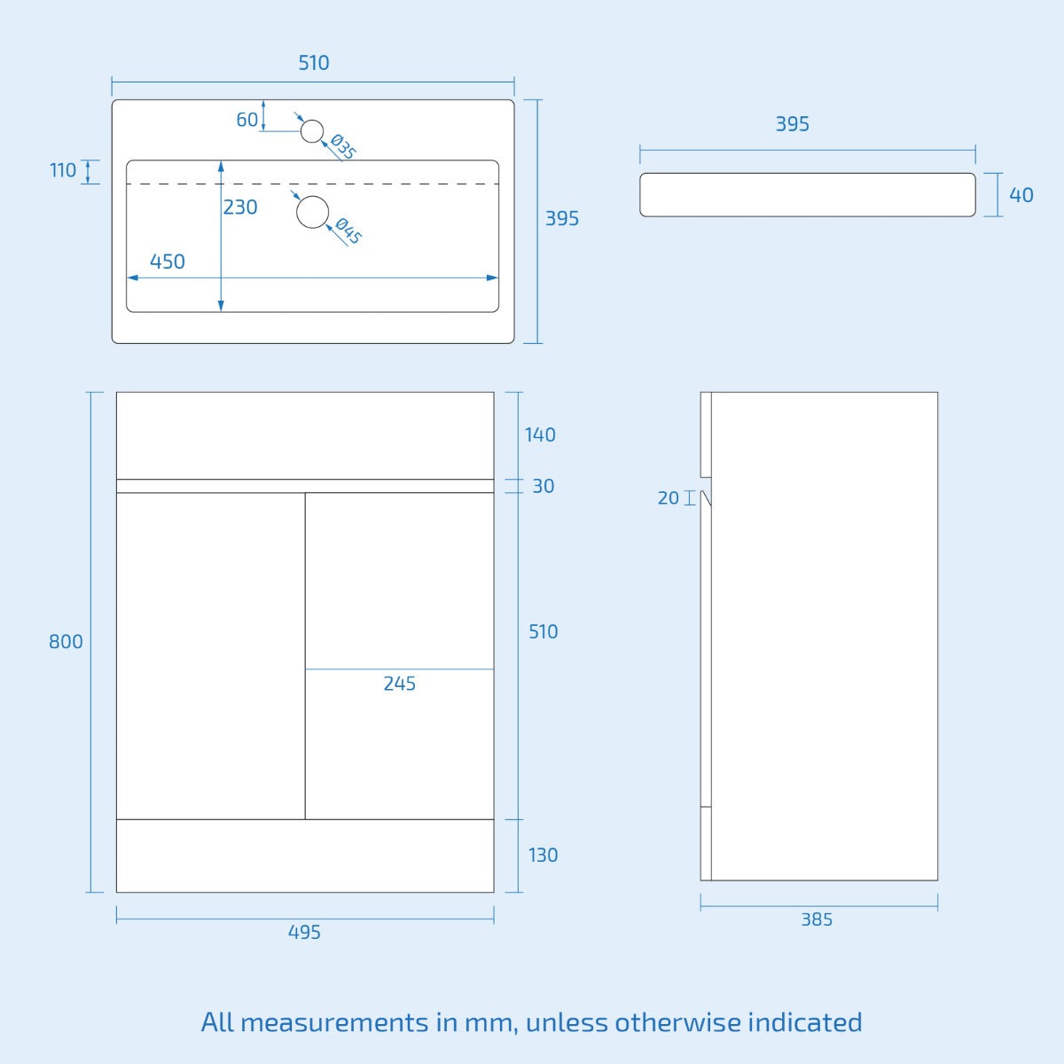 Alaska 500mm Gloss White Basin Vanity & Close Coupled Toilet