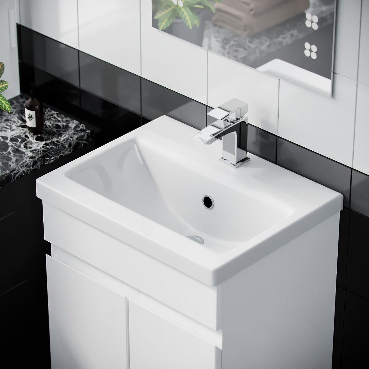 White 500mm PVC Freestanding Bathroom Basin Vanity Unit