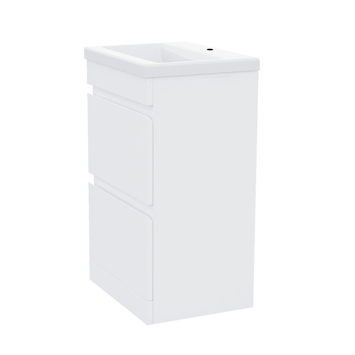 White 500mm PVC 2 Drawer Vanity Cabinet & Basin Sink Unit Floor Standing