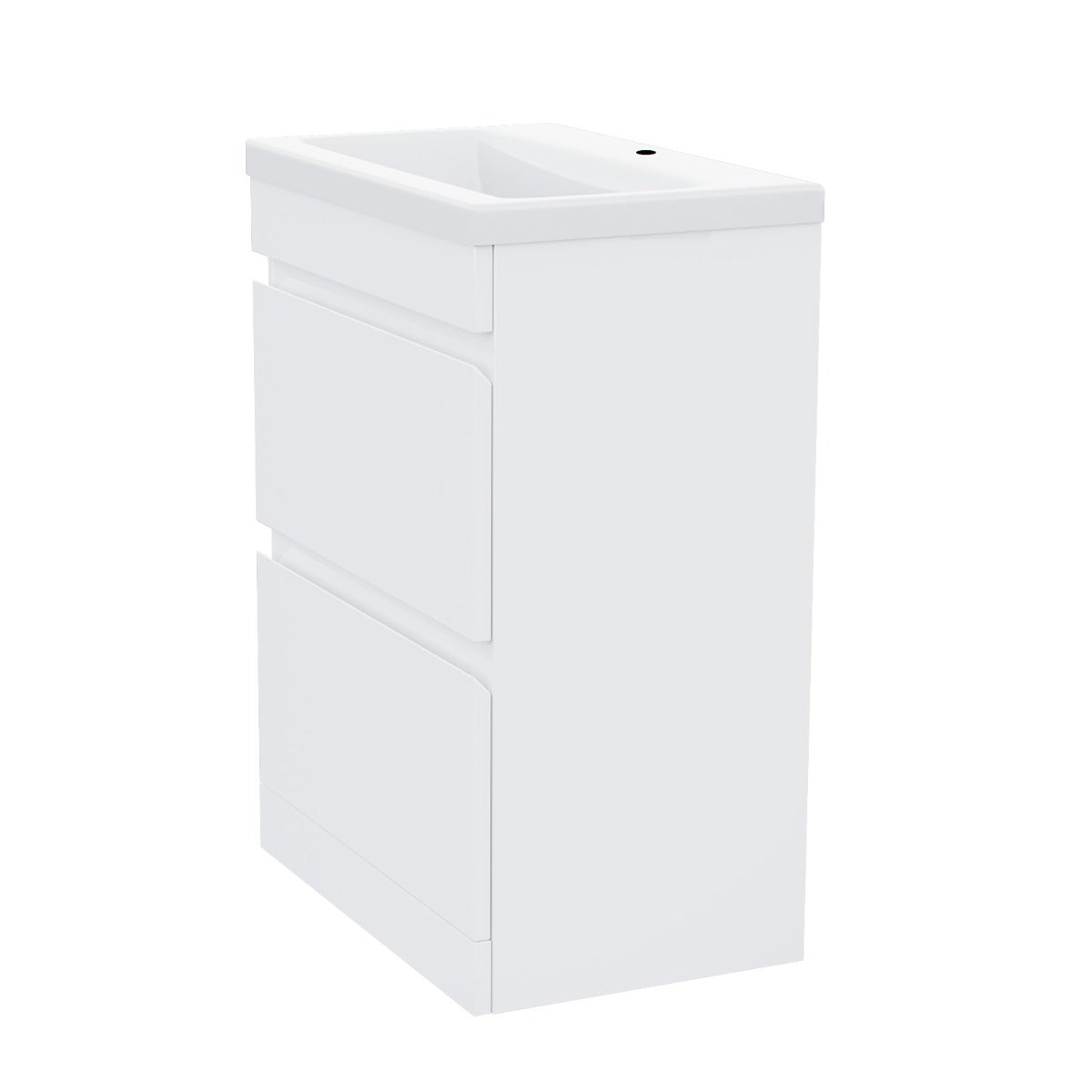 White 600mm PVC 2 Drawer Vanity Cabinet & Basin Sink Floor Standing