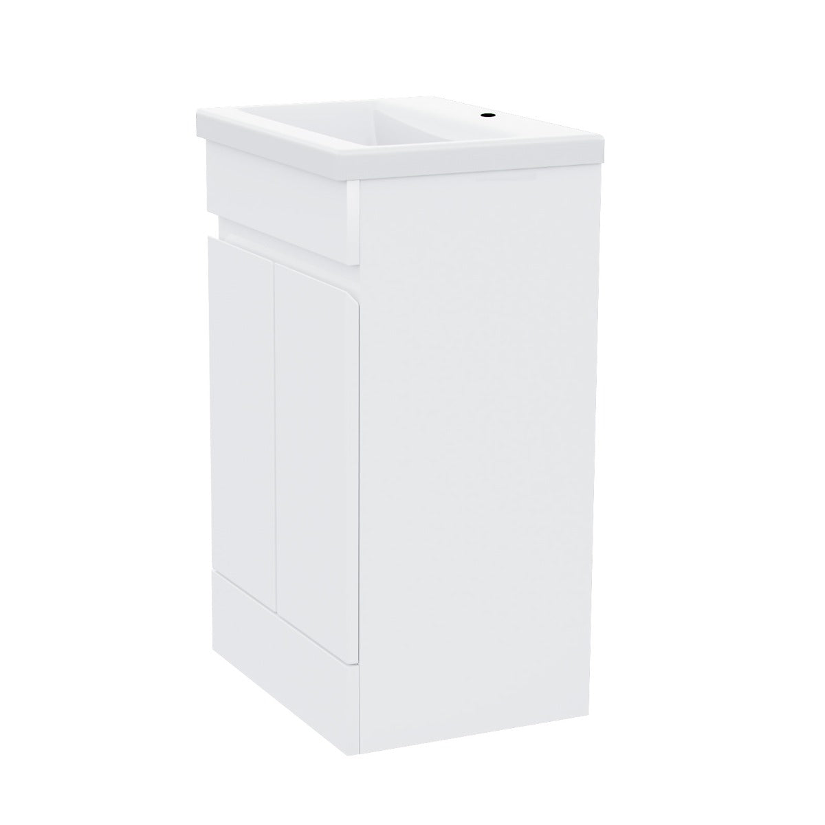 Small Bathroom Suite - Alaska Vanity Set with Toilet & L-Shaped LH 1500mm Shower Bath - Complete Set with Black Fittings