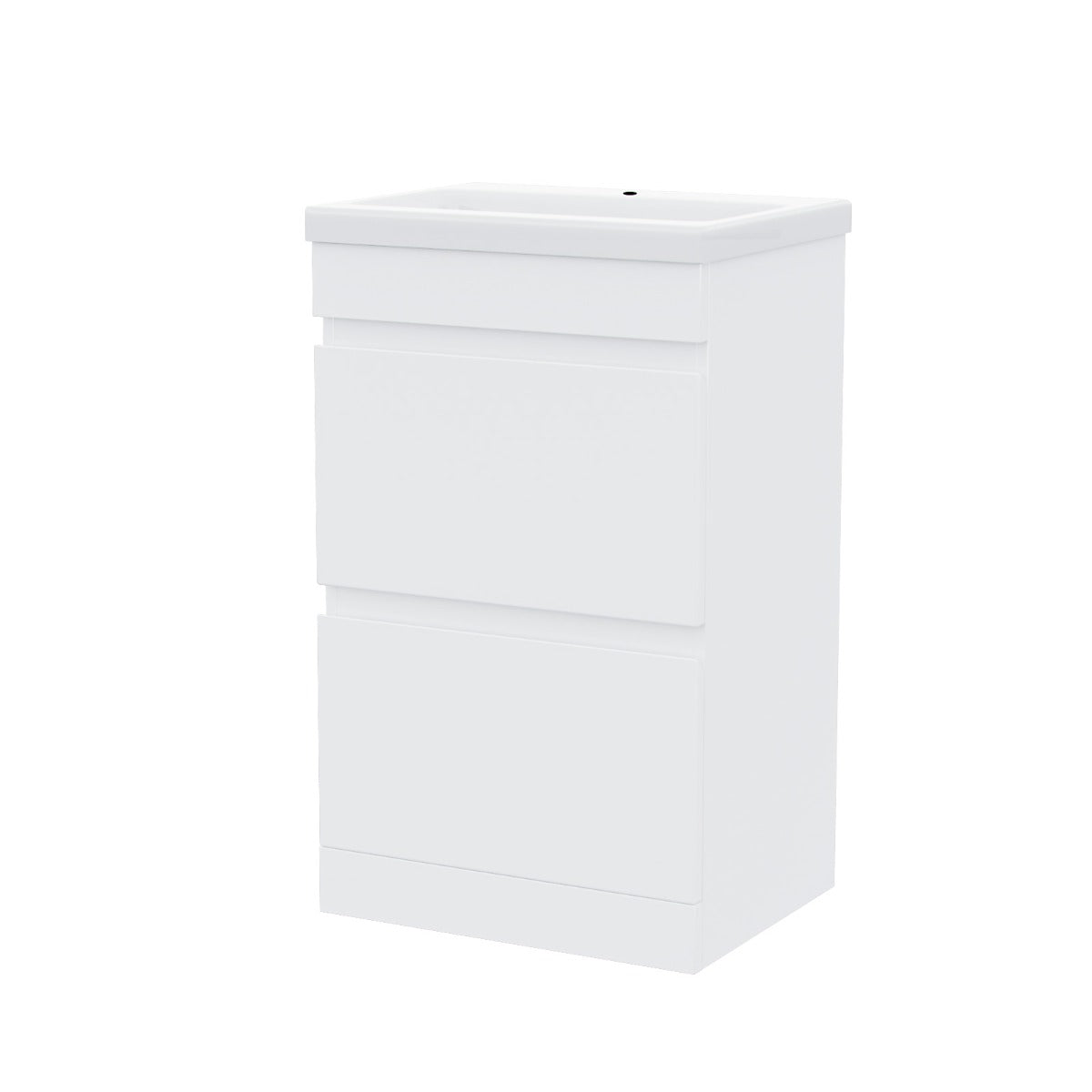 White 500mm PVC 2 Drawer Vanity Cabinet & Basin Sink Unit Floor Standing