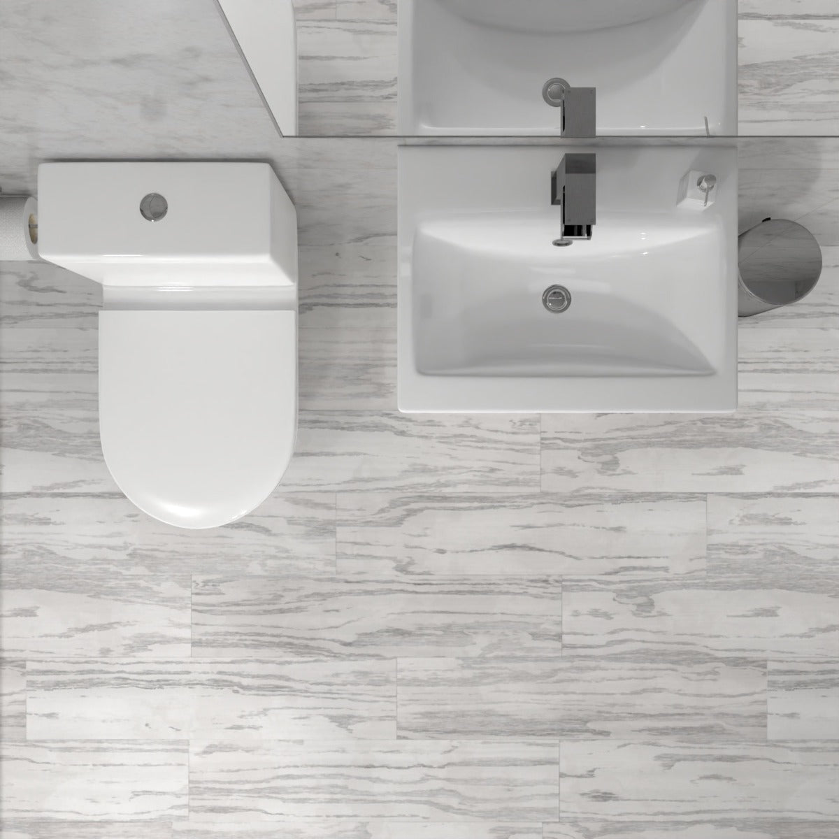 Alaska 500mm Gloss White Freestanding Basin Vanity & Close Coupled Rimless Toilet Set