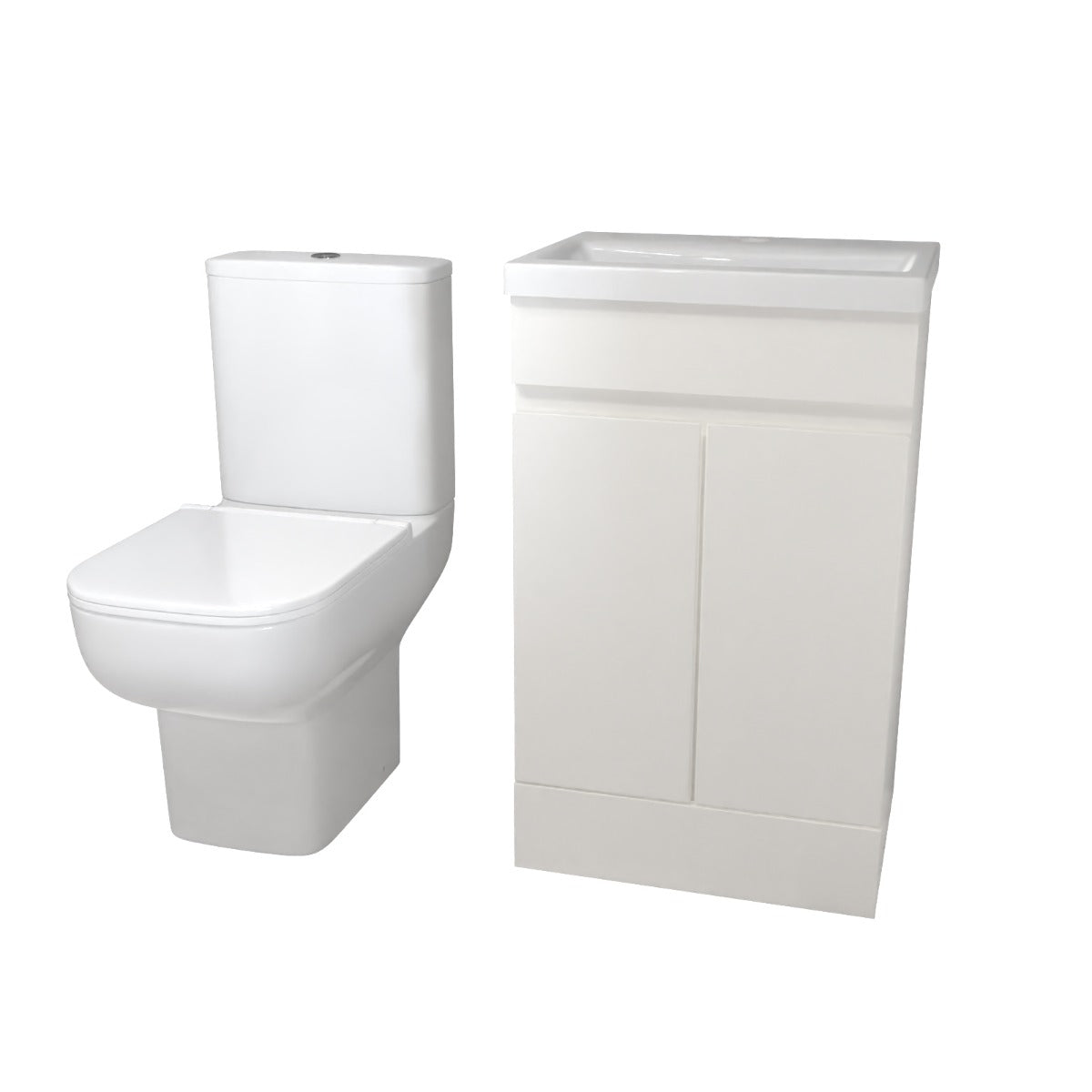 Alaska 500 mm Gloss White Basin Vanity & Close Coupled Toilet White