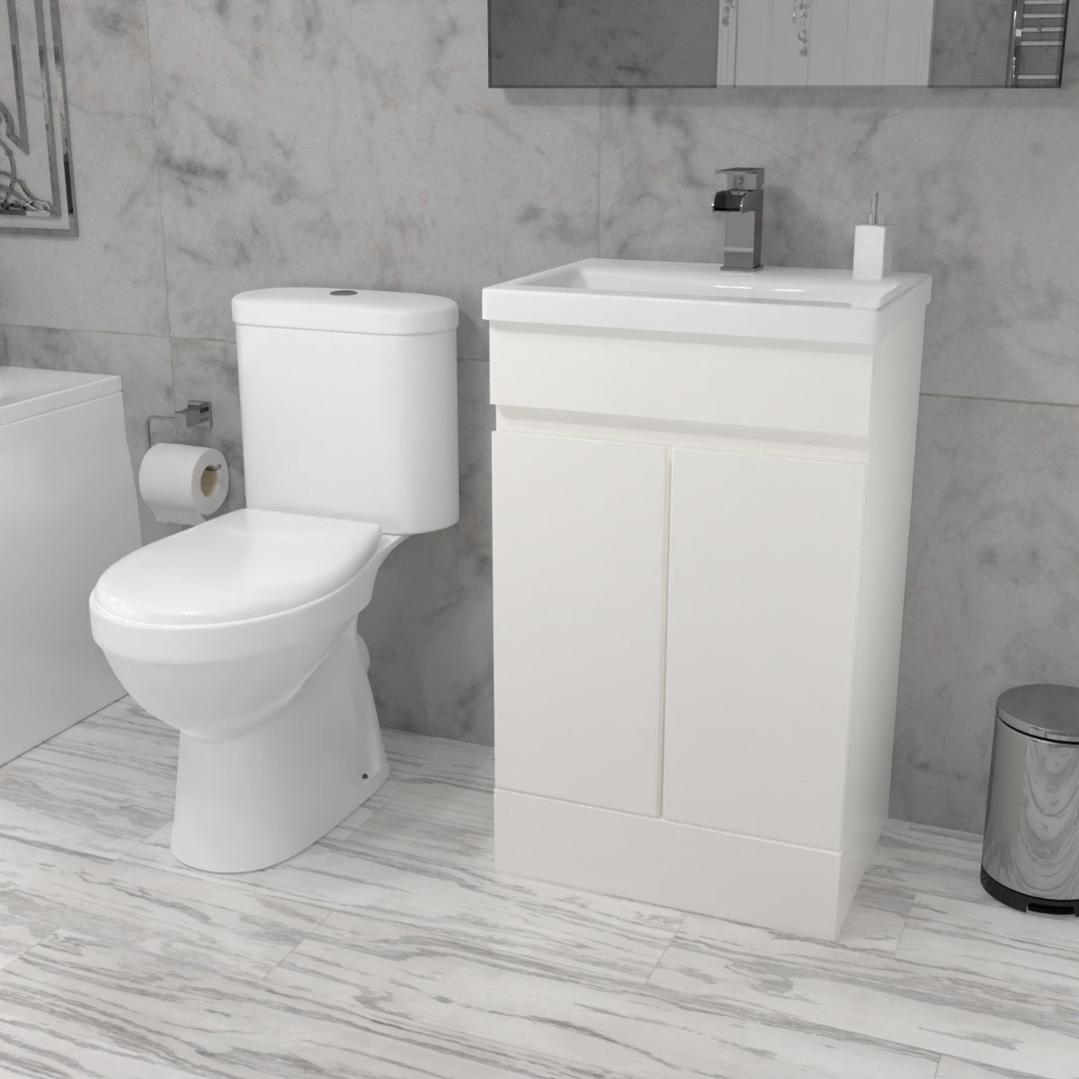 Alaska 500mm Gloss White Basin Vanity & Close Coupled Toilet