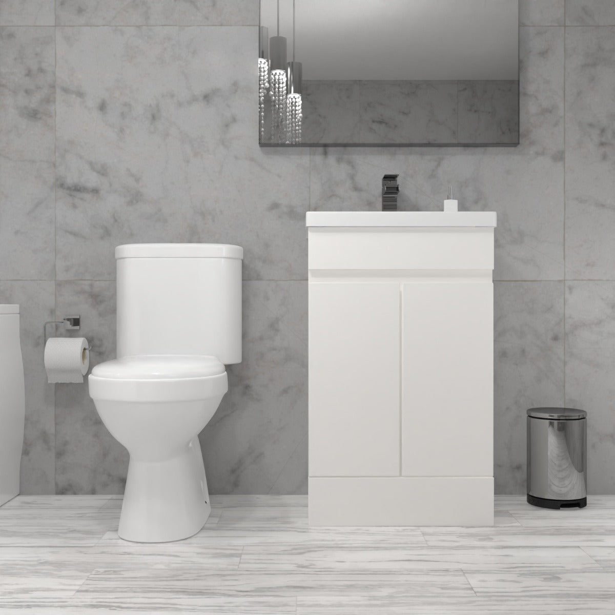 Alaska 500mm Gloss White Basin Vanity & Close Coupled Toilet