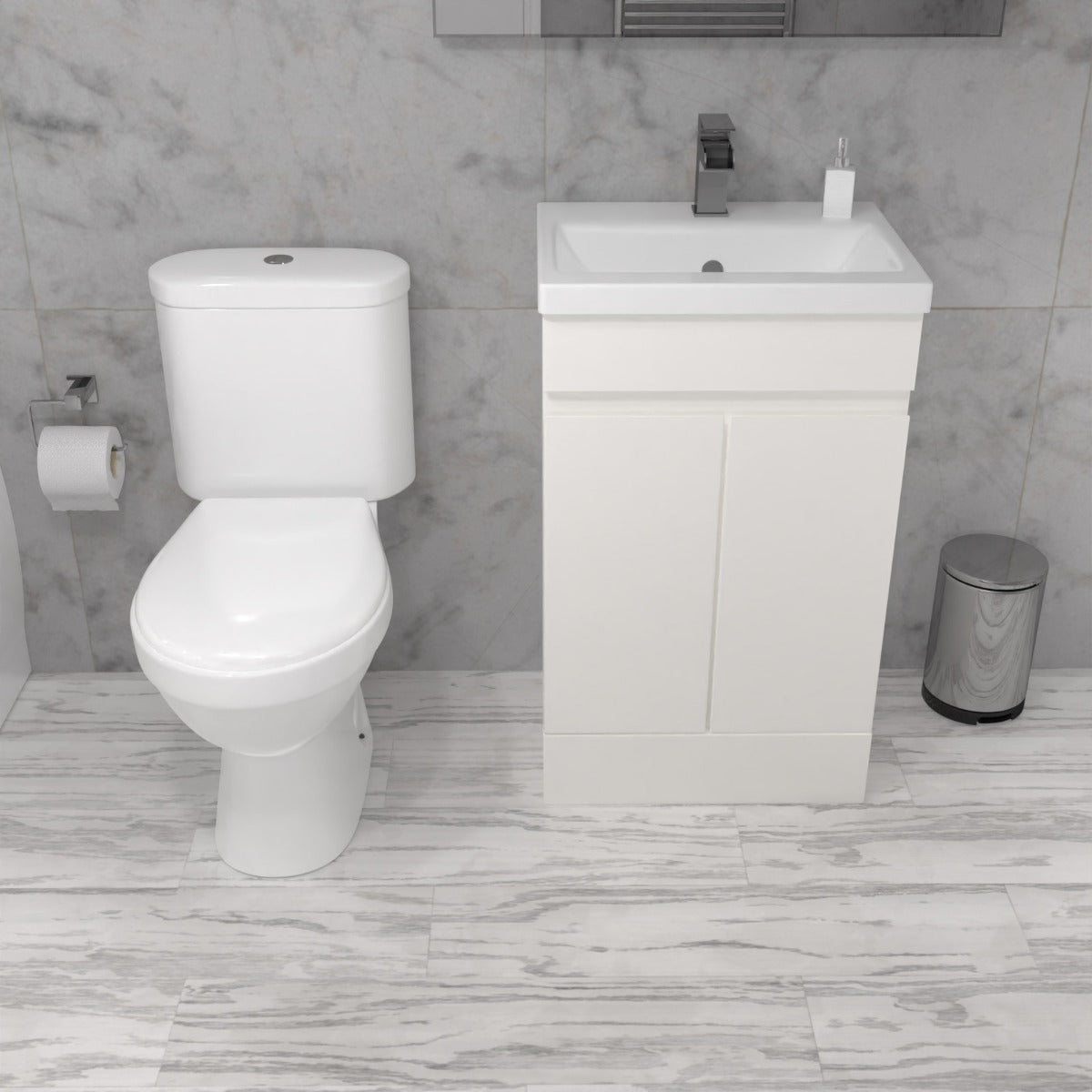 Alaska 500mm Gloss White Basin Vanity & Close Coupled Toilet