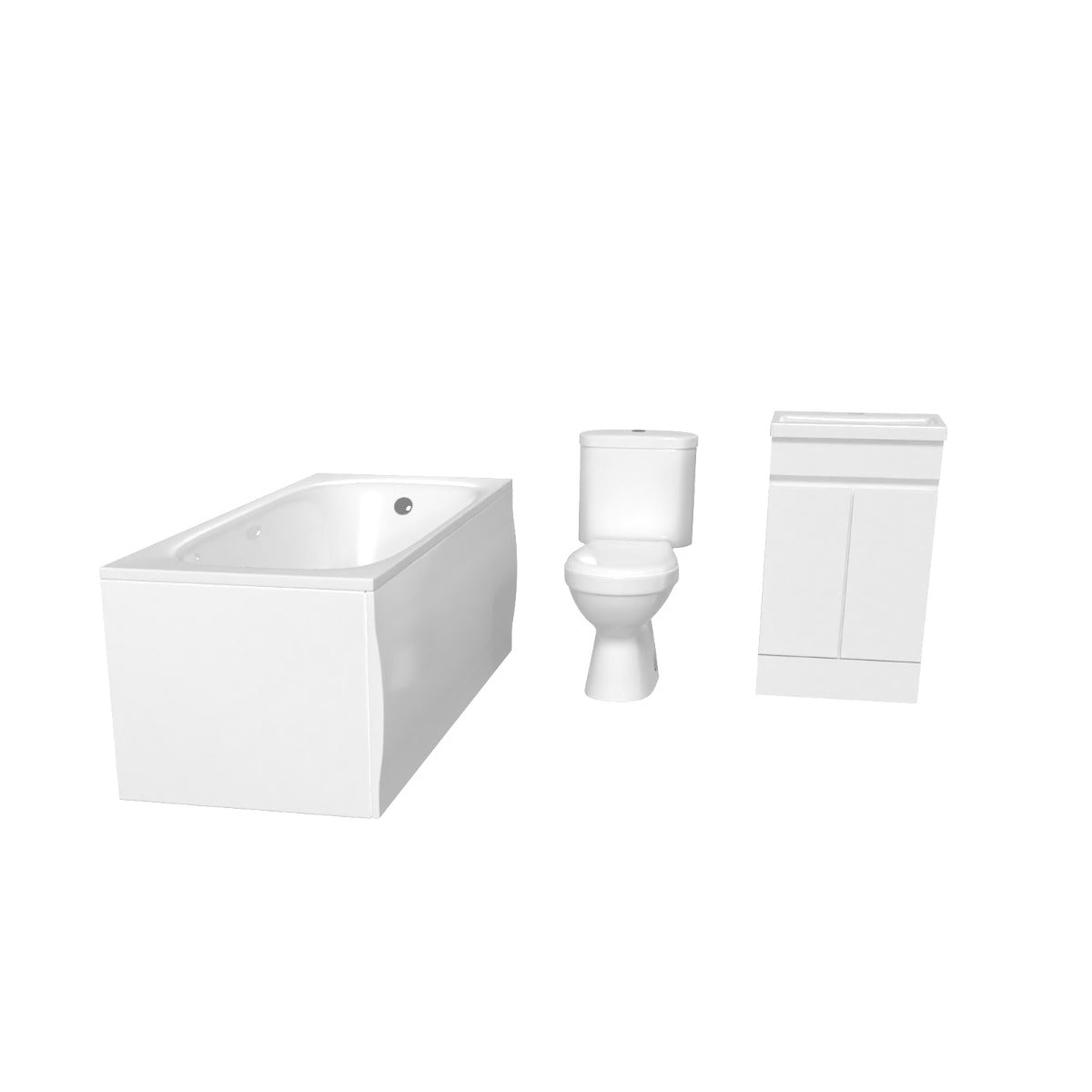 Alaska 1700mm Round Bath,500mm Freestanding Basin Vanity,Close Coupled Toilet