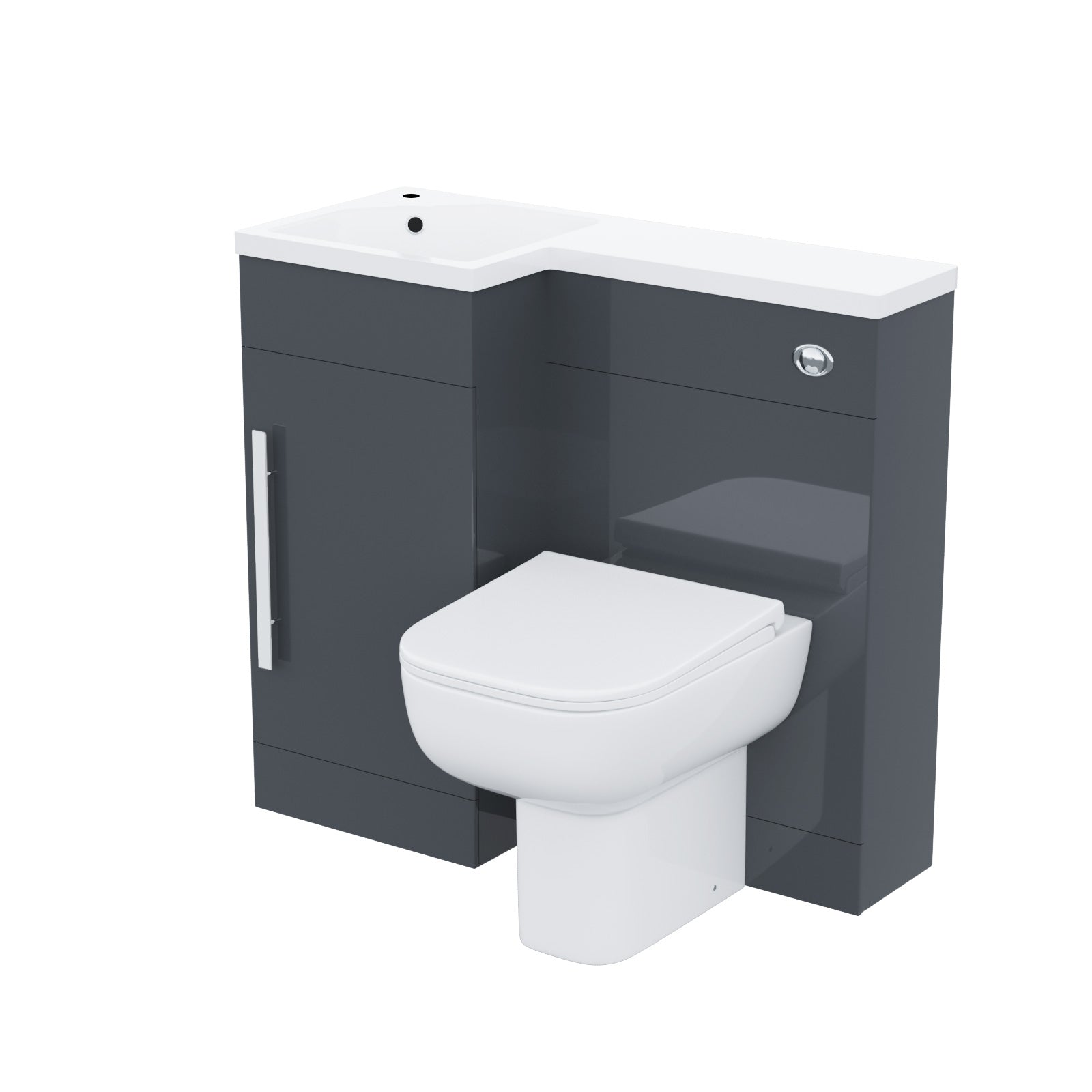 Alaska Debra Bathroom 900 mm Grey LH Basin Sink Vanity Unit WC Rimless BTW Toilet