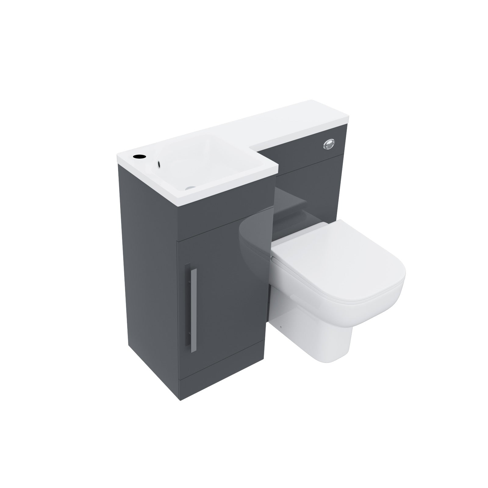 Alaska Debra Bathroom 900 mm Grey LH Basin Sink Vanity Unit WC Rimless BTW Toilet