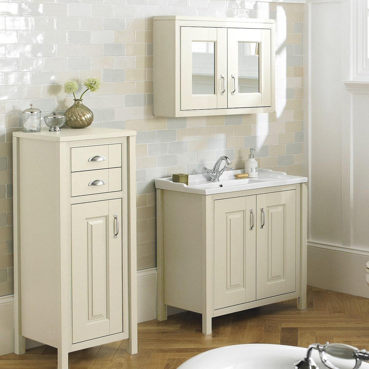 Chiltern 800mm Freestanding Vanity Basin Cabinet Ivory