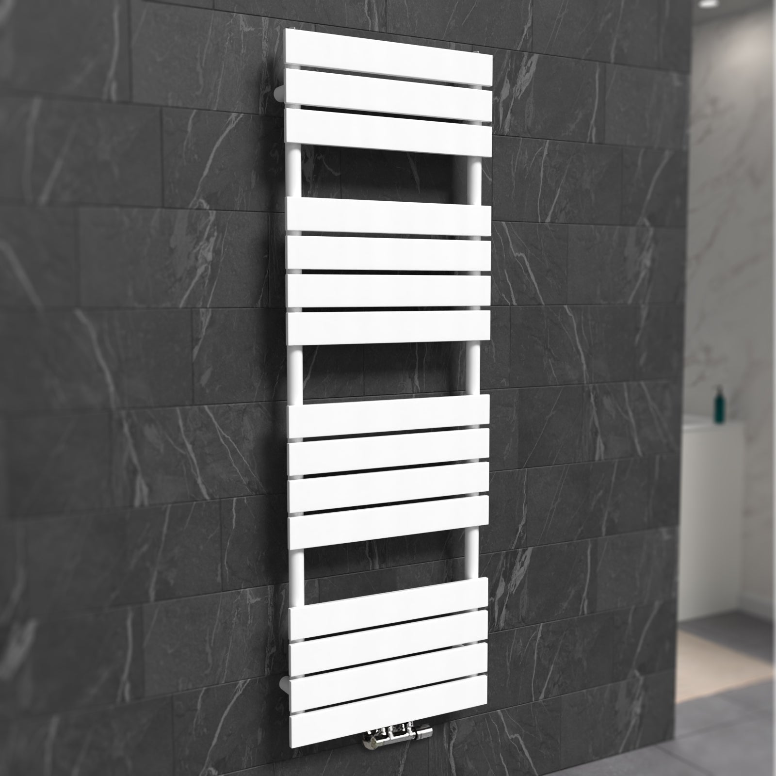 Vertical Central Connection Towel Radiator White Single Flat Tube 1600 x 500 mm