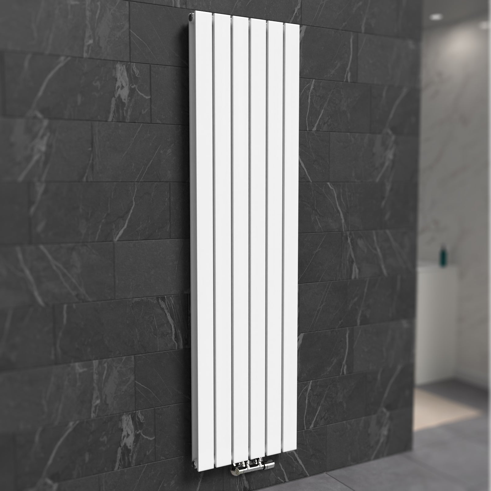 Vertical Flat Panel White Central Connection Radiator 1800 X 410 mm