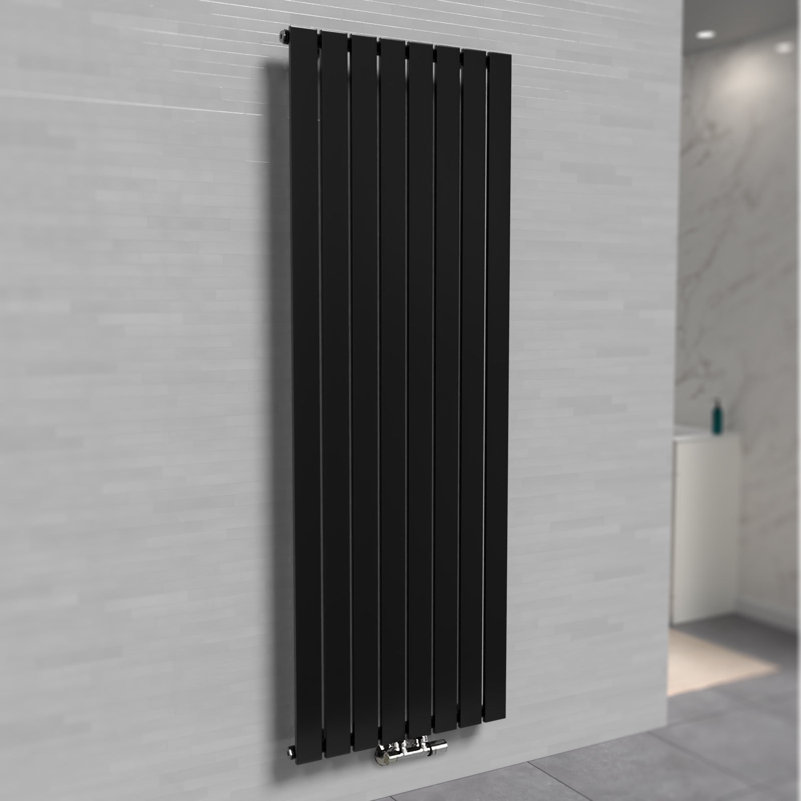 Vertical Flat Panel Black Central Connection Radiator 1800 X 546 mm