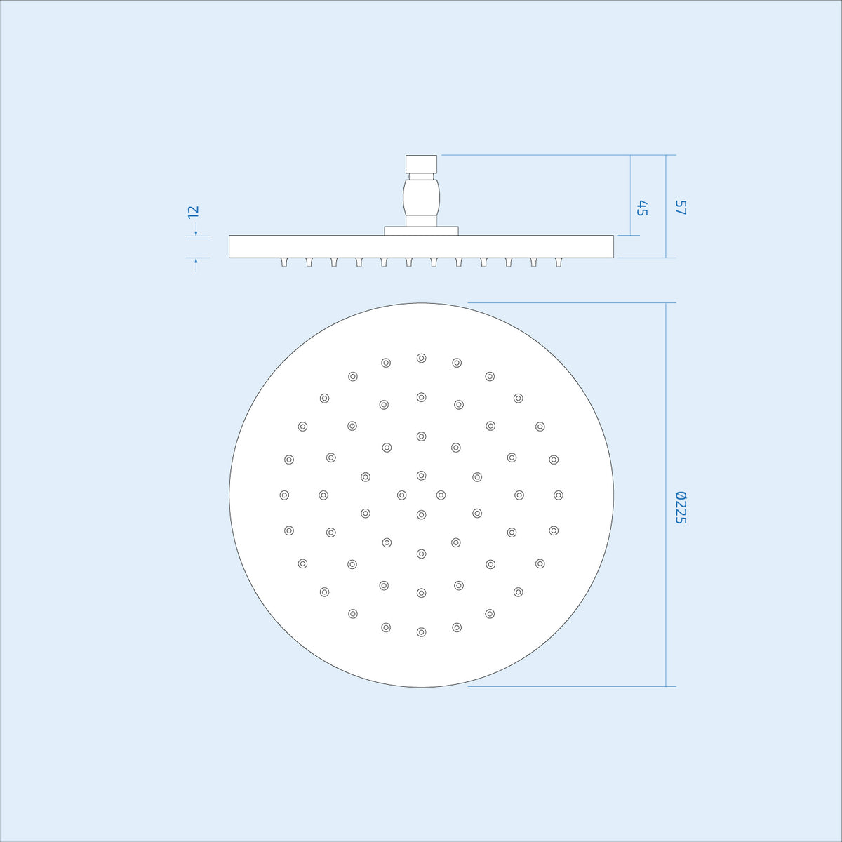 2 Dial 1 Way Round Concealed Thermostatic Shower Valve & Head