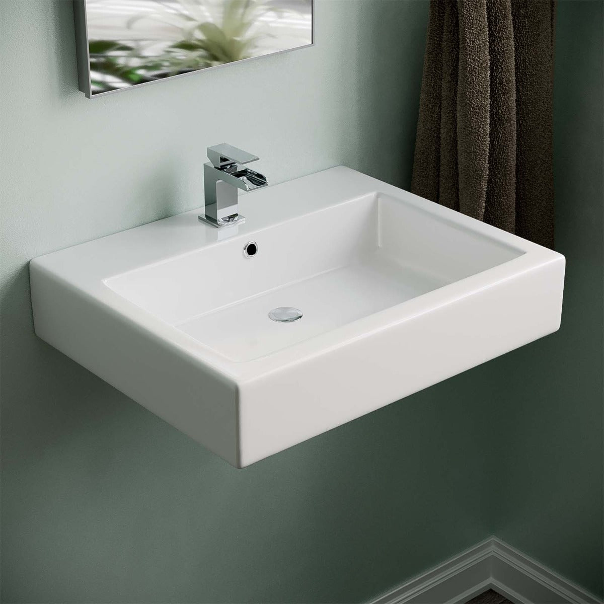 Lomond 570mm Wall Hung Rectangle Basin White