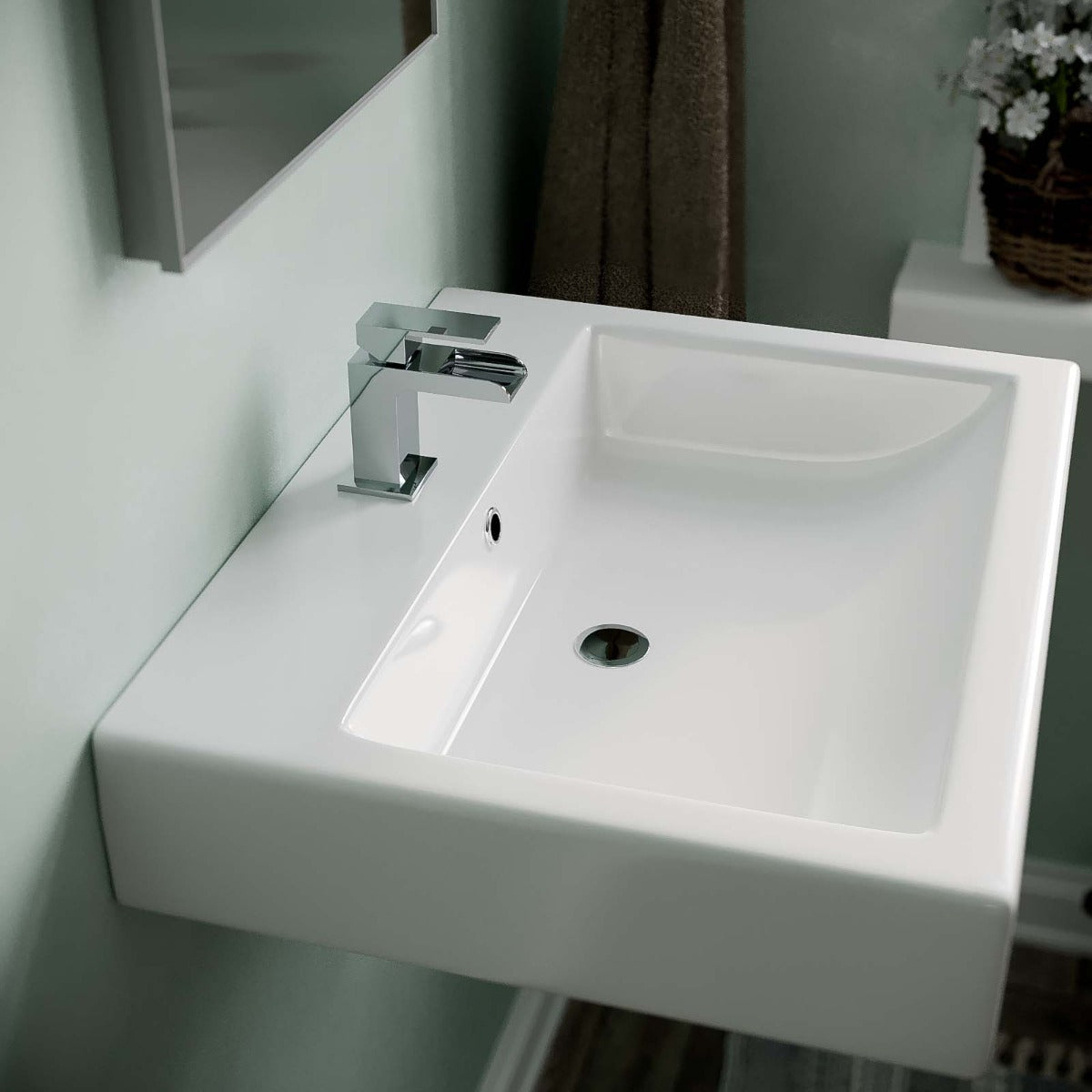 Lomond 570mm Wall Hung Rectangle Basin White