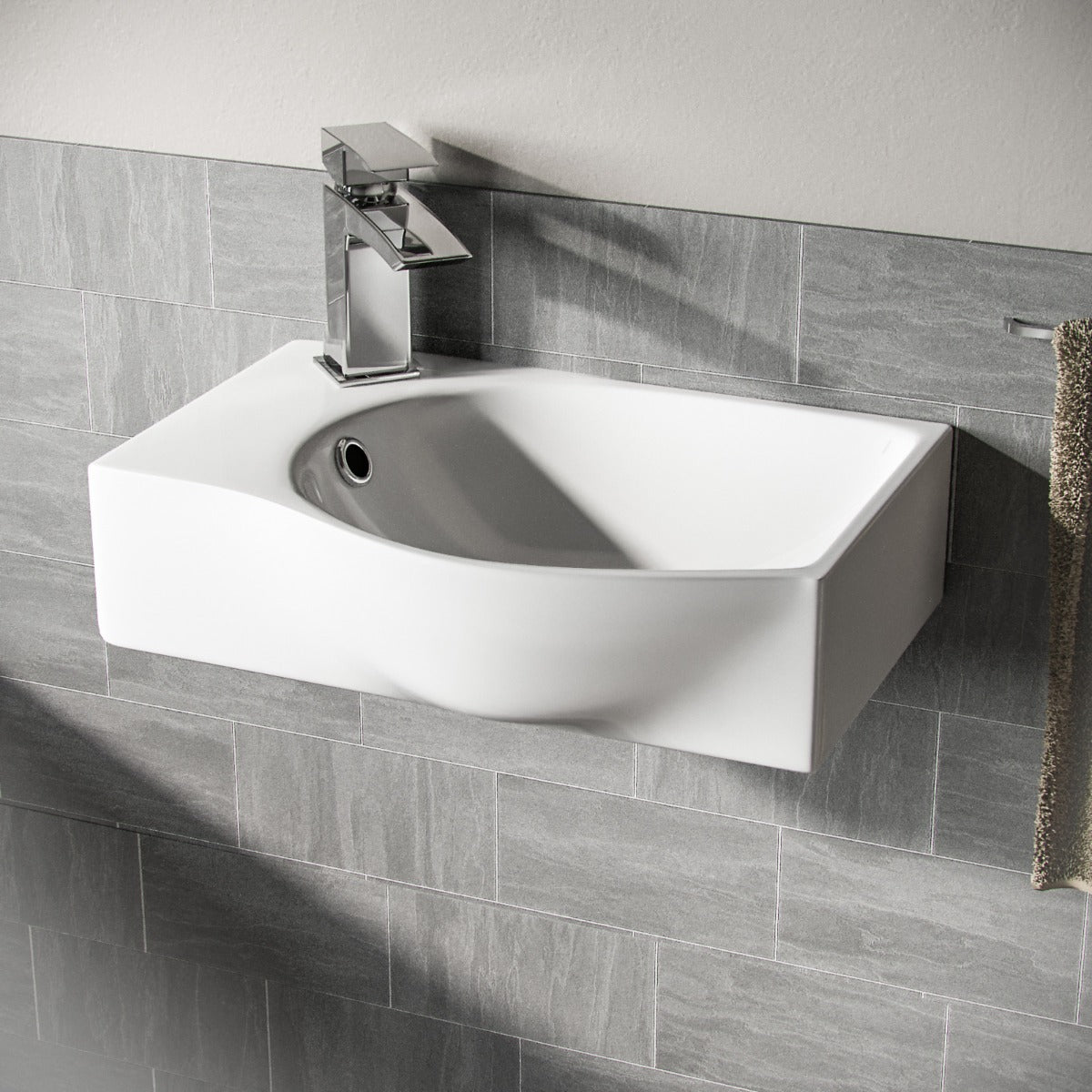 Tulla Cloakroom Rectangle Basin Sink Left Hand