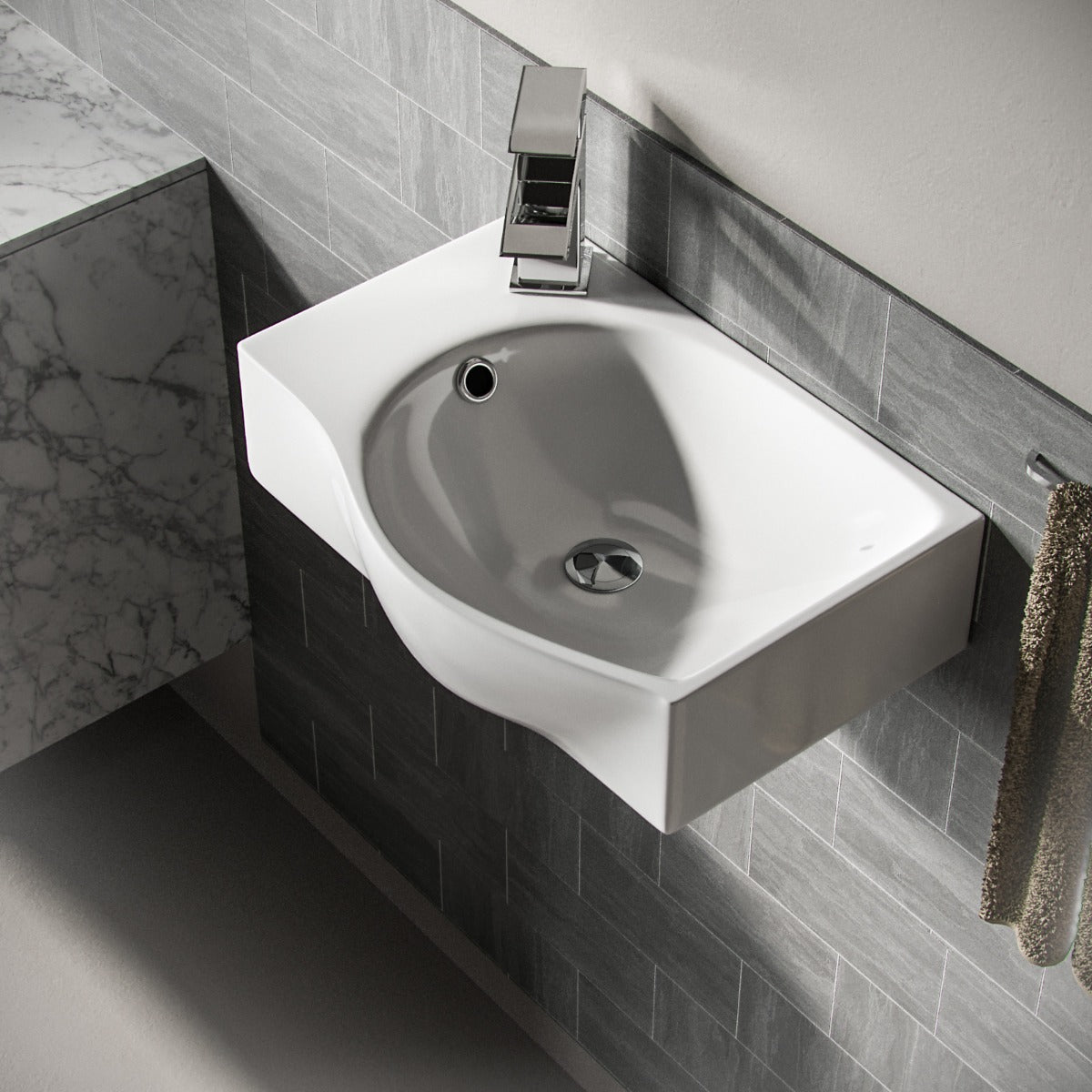 Tulla Cloakroom Rectangle Basin Sink Left Hand