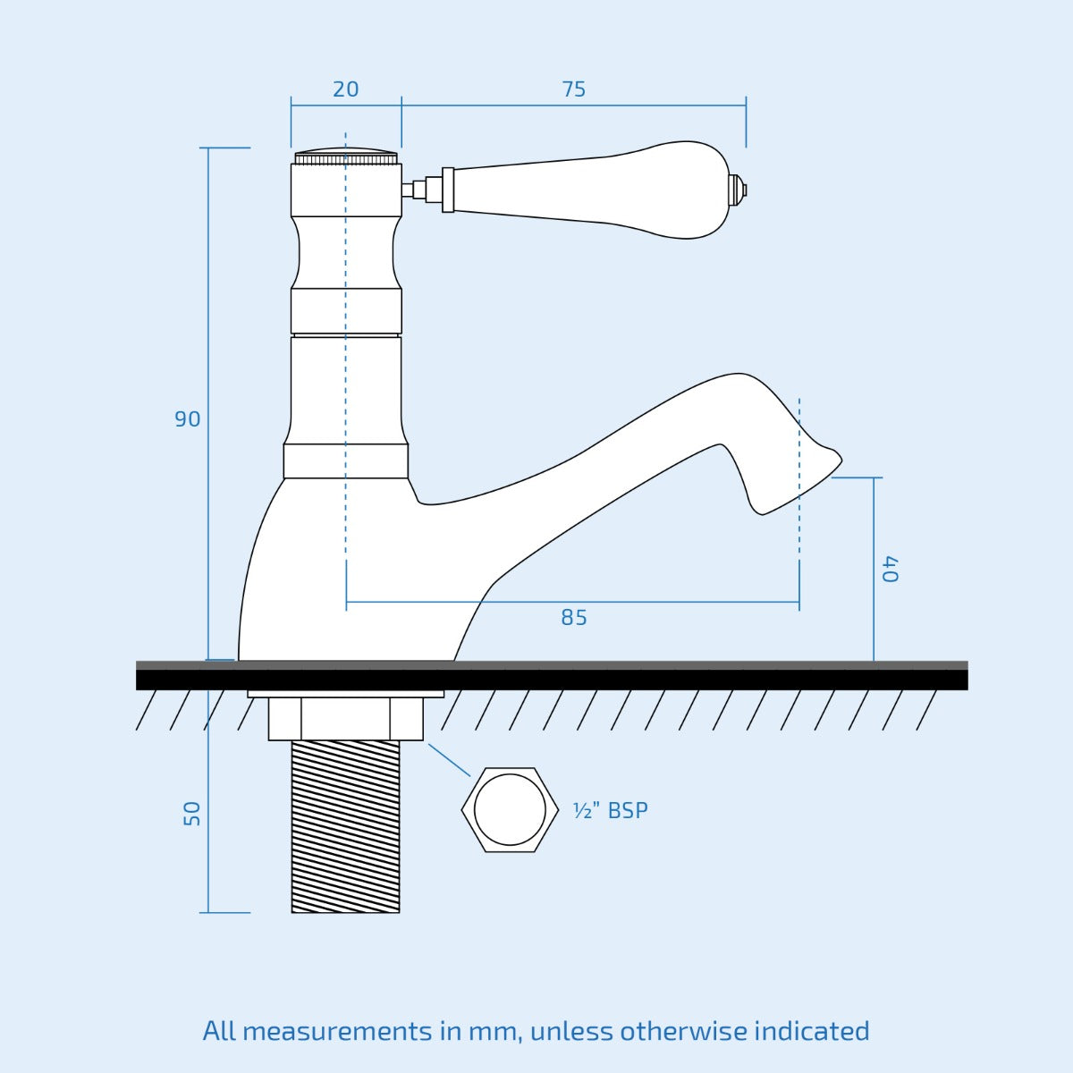 Imperior Traditional Bathroom Hot & Cold Twin Basin Taps